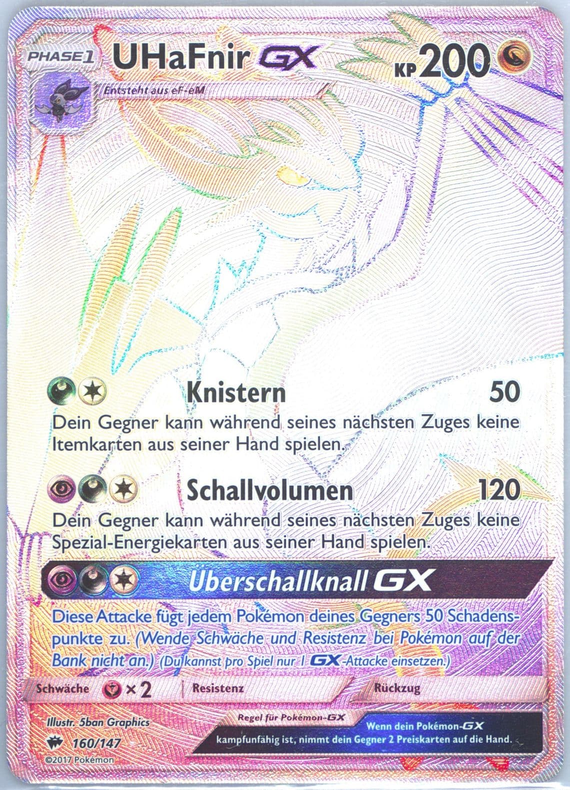 Full Art/Uhafnir GX German-Secret (160) 2017 Pokemon Sun & Moon Burning Shadows