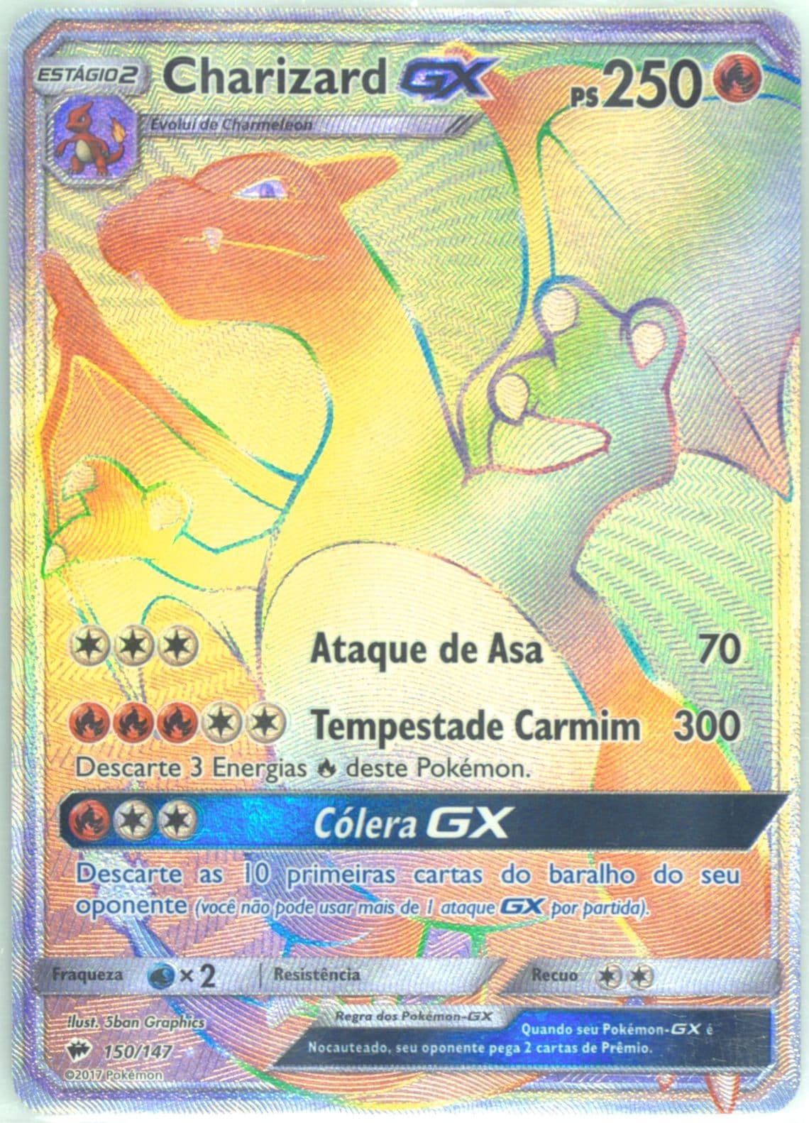 Full Art/Charizard GX Portuguese-Secret (150) 2017 Pokemon Sun & Moon Burning Shadows