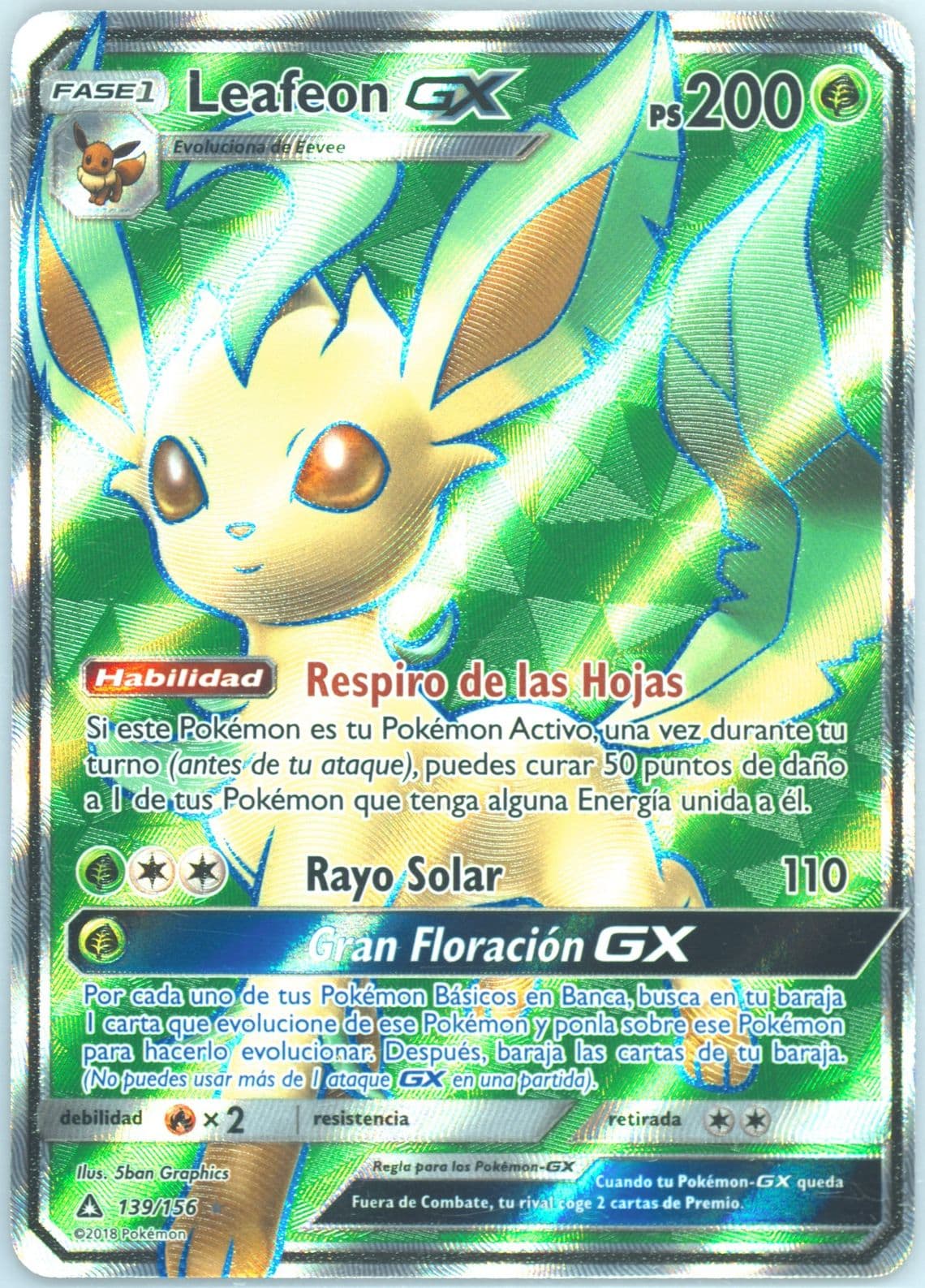 Full Art/Leafeon GX Spanish (139) 2018 Pokemon Sun & Moon Ultra Prism