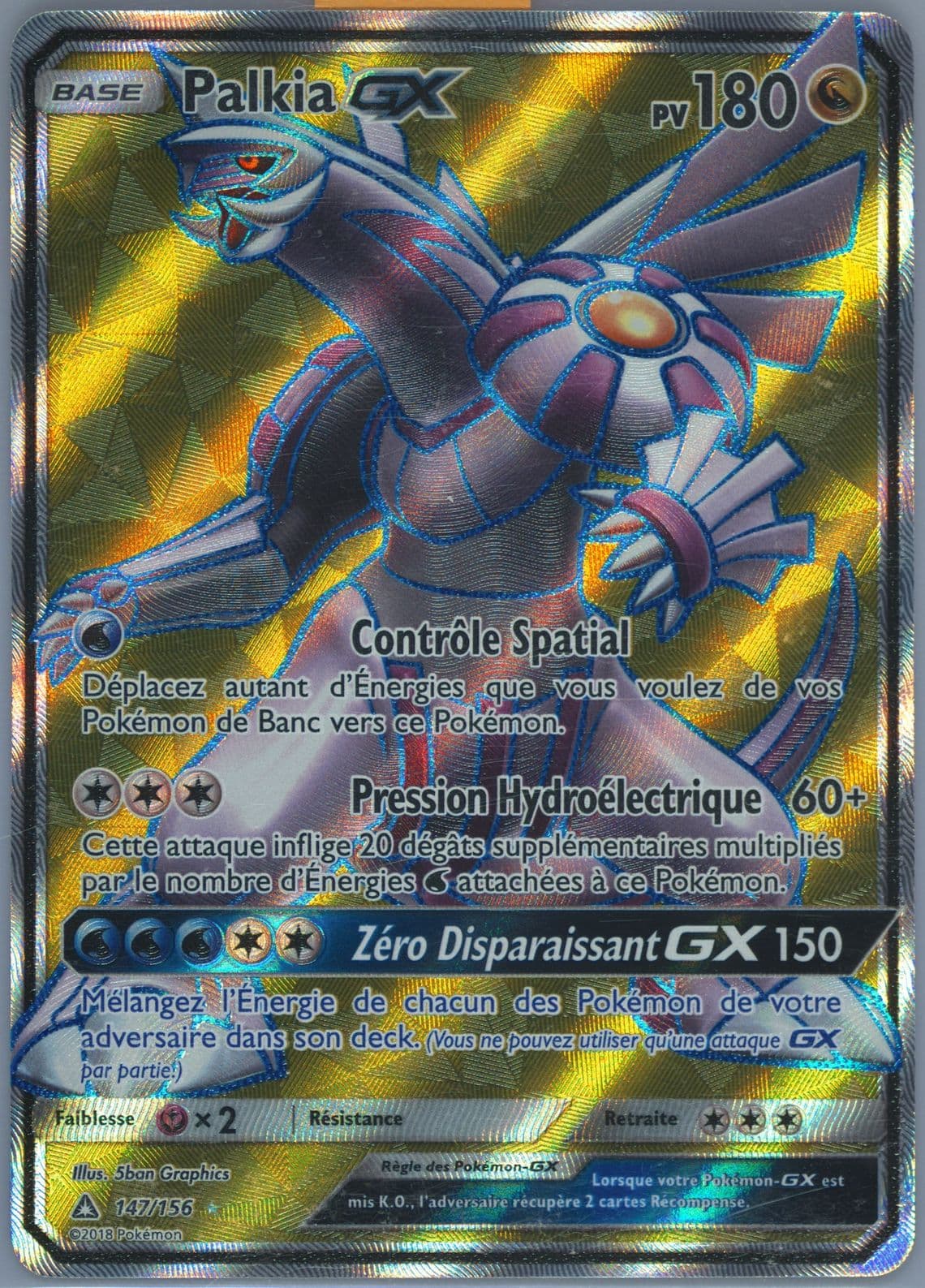Full Art/Palkia GX French (147) 2018 Pokemon Sun & Moon Ultra Prism