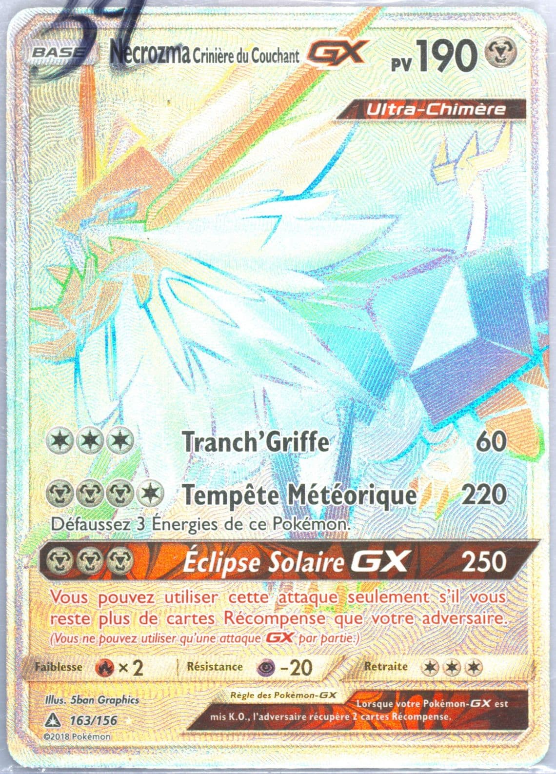 Full Art/Necrozma Criniere Du Couchant GX French-Secret (163) 2018 Pokemon Sun & Moon Ultra Prism