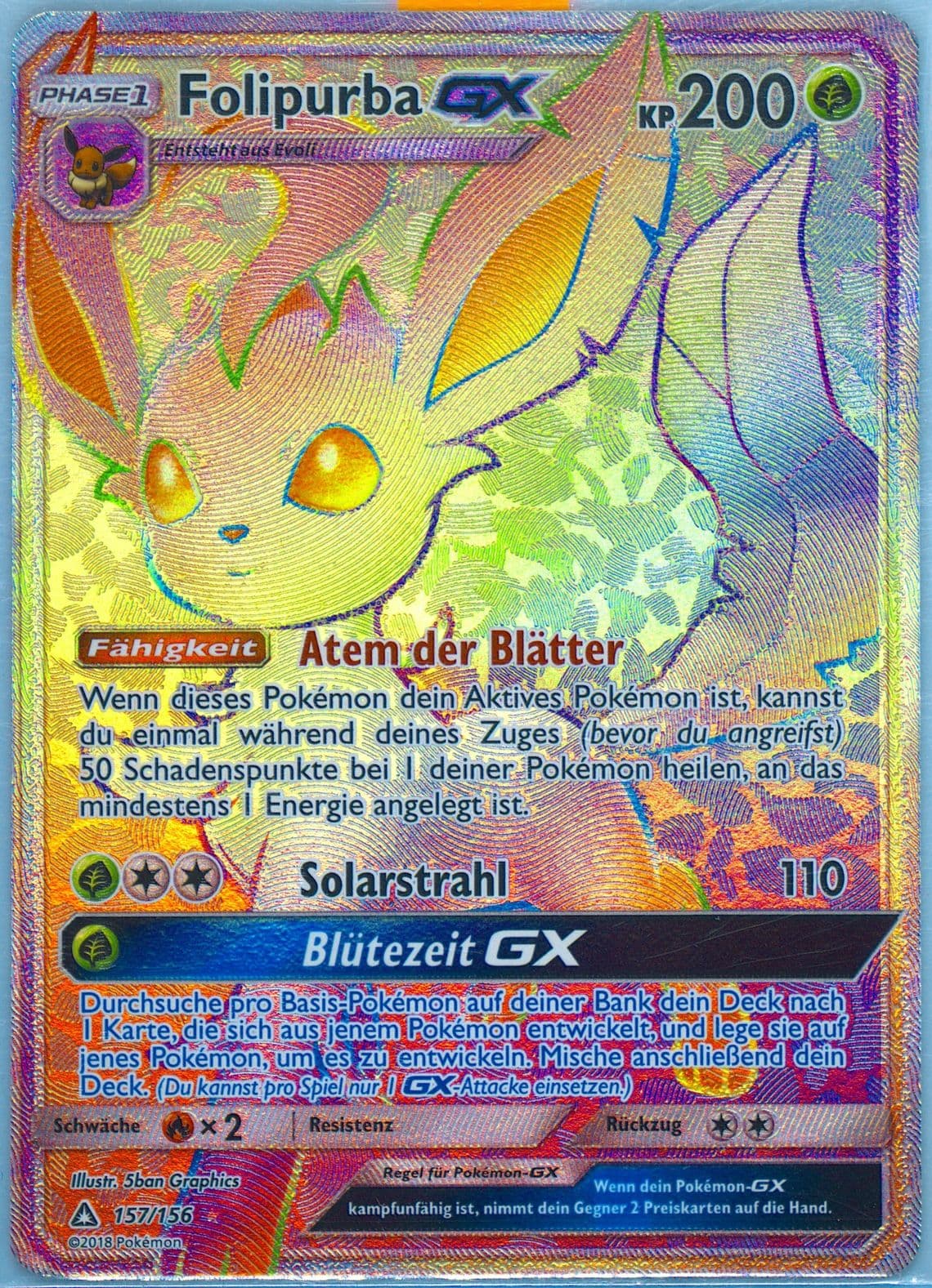 Full Art/Folipurba GX German-Secret (157) 2018 Pokemon Sun & Moon Ultra Prism