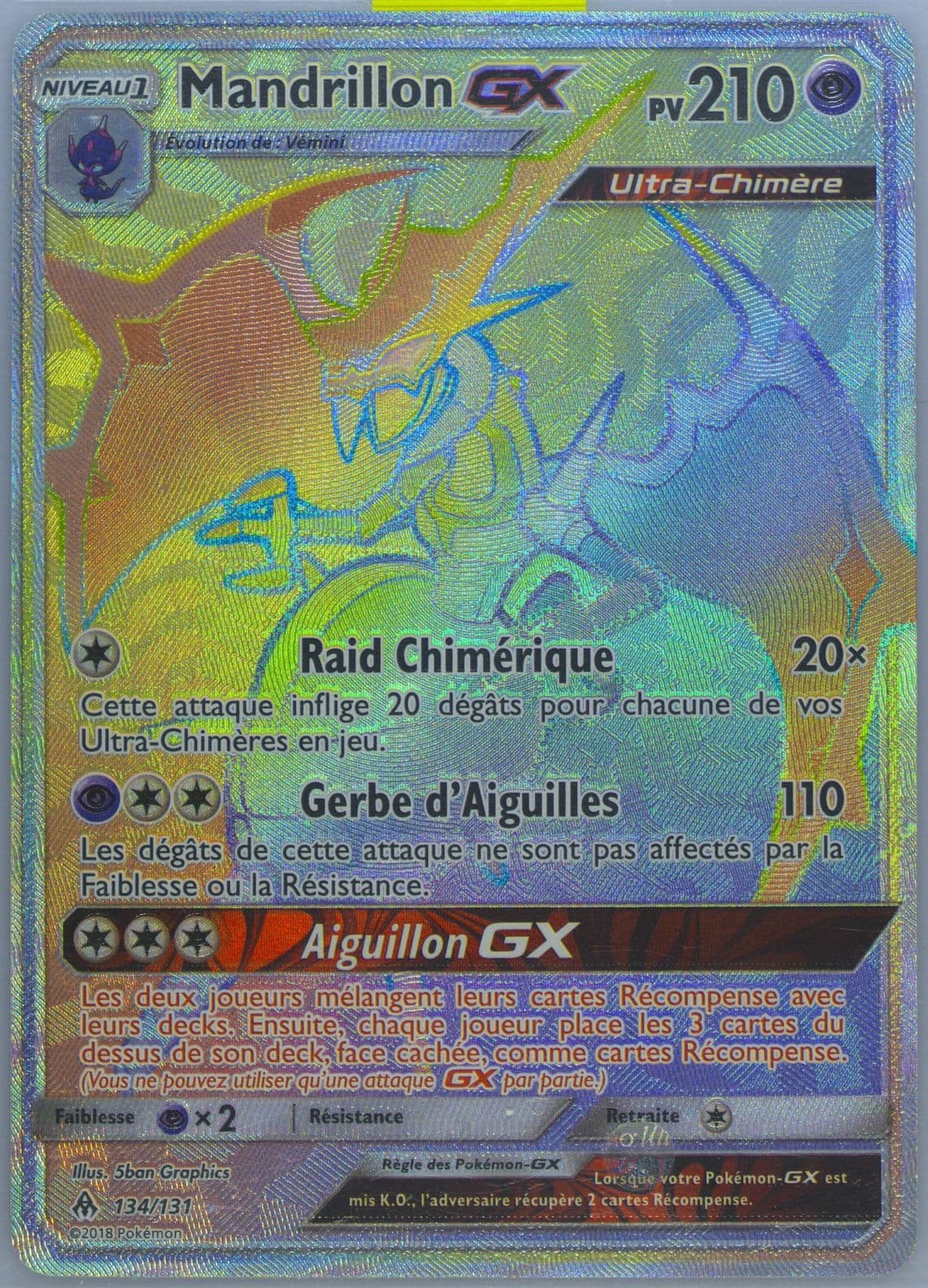Full Art/Mandrillon GX French-Secret (134) 2018 Pokemon Sun & Moon Forbidden Light