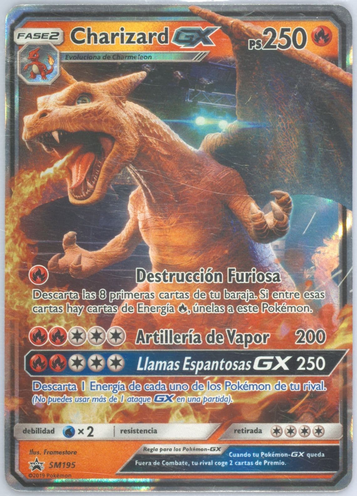 Charizard GX Detective Pikachu Charizard-GX-Spanish (SM195) 2019 Pokemon SM Black Star Promo