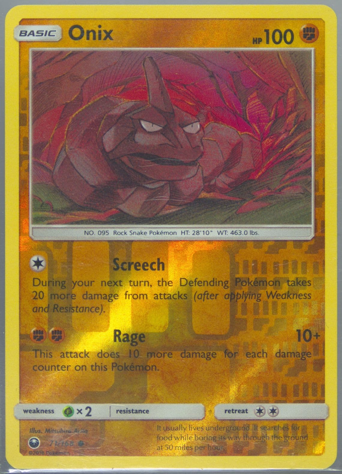 Onix-Reverse Foil (71) 2018 Pokemon Sun & Moon Celestial Storm