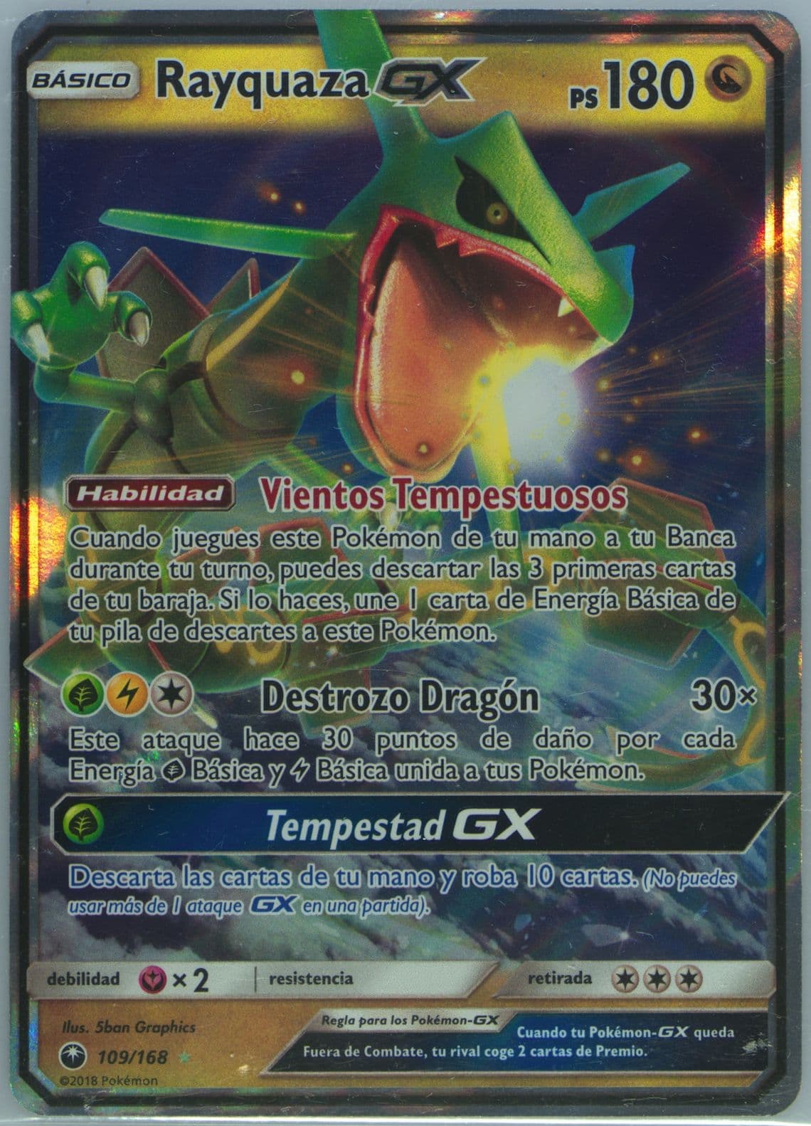 Rayquaza GX Spanish (109) 2018 Pokemon Sun & Moon Celestial Storm