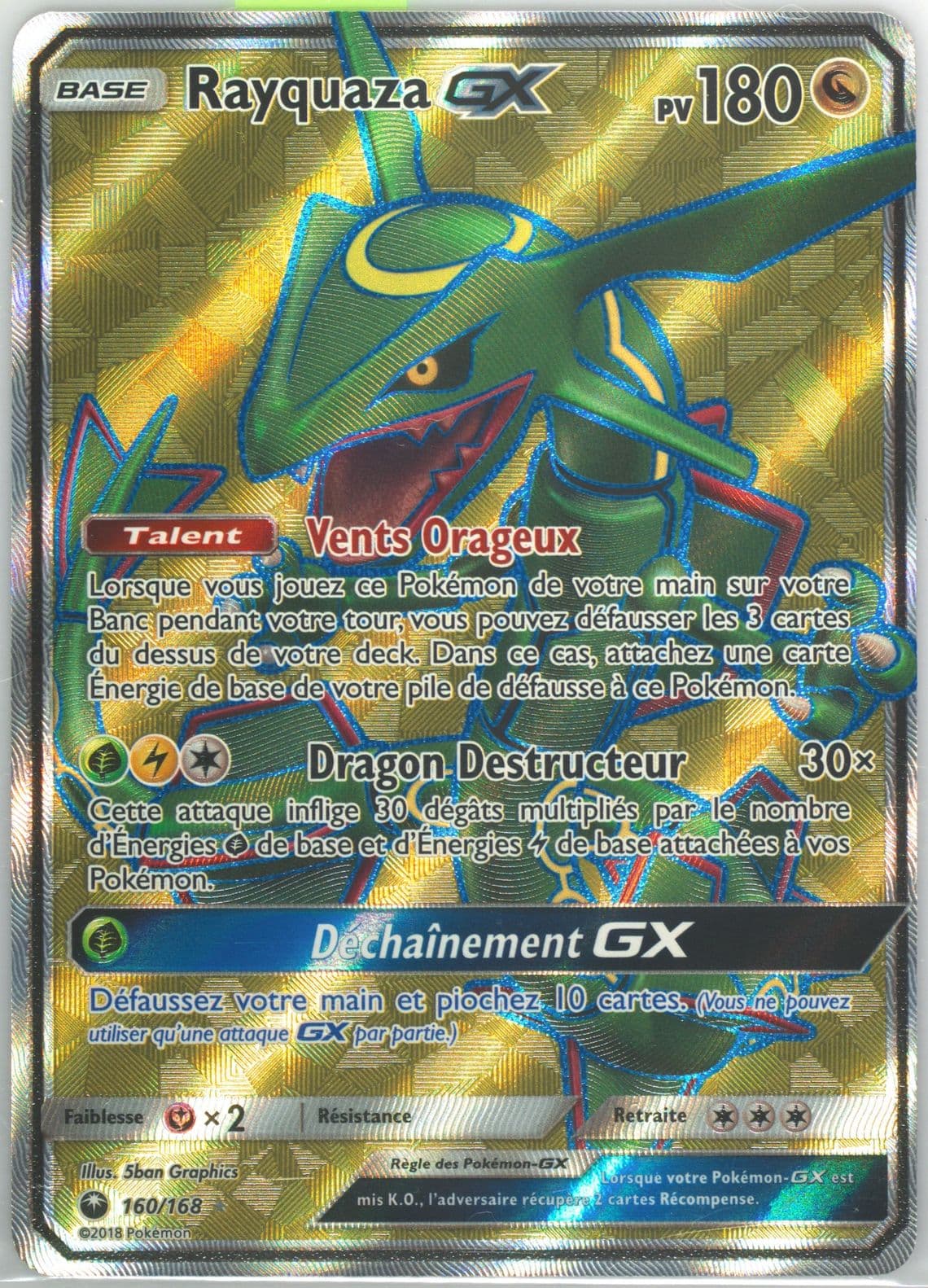 Full Art/Rayquaza GX French (160) 2018 Pokemon Sun & Moon Celestial Storm