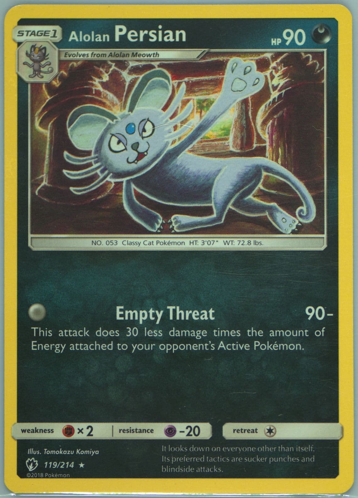 Alolan Persian (119) 2018 Pokemon Sun & Moon Lost Thunder