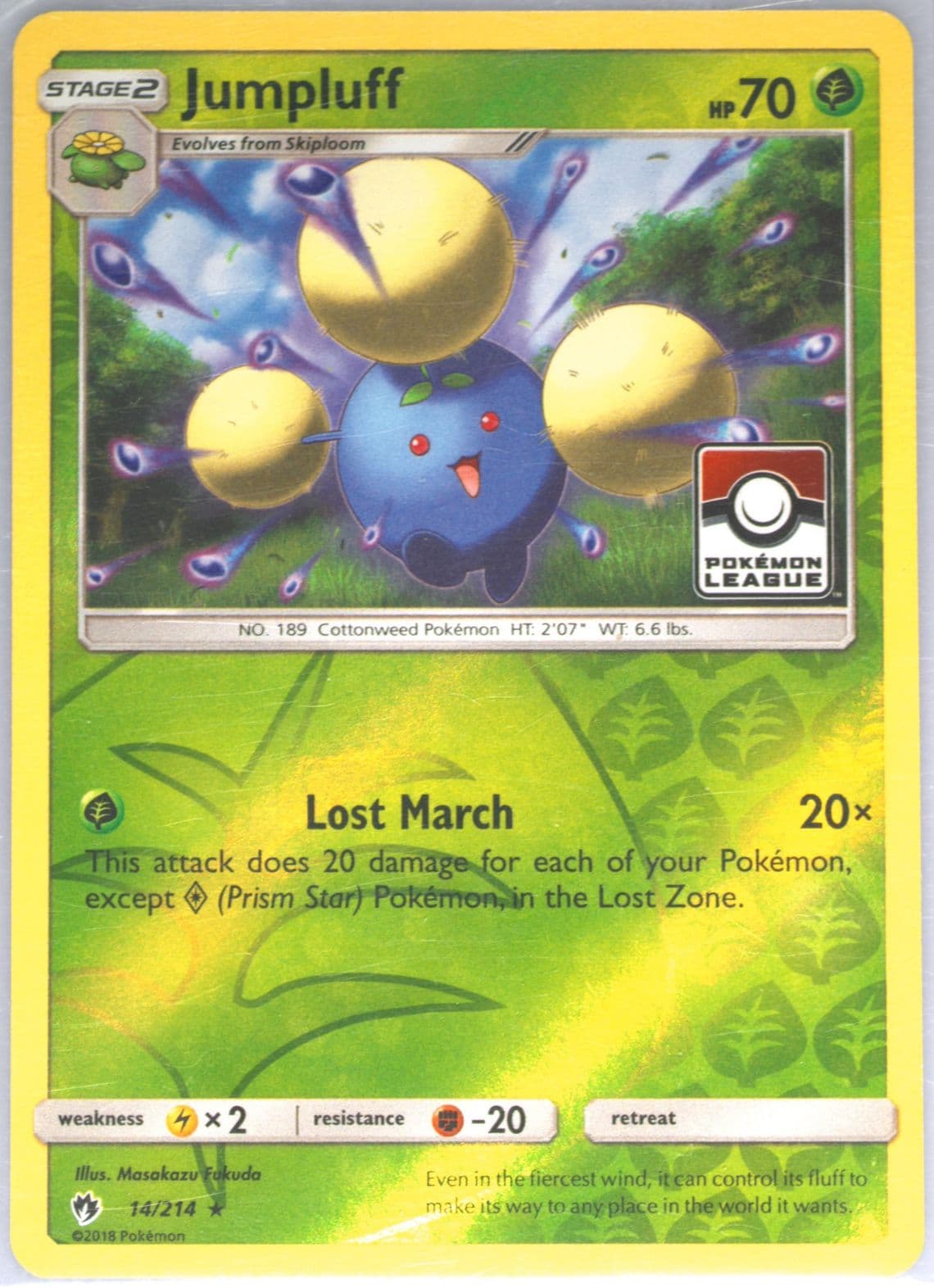 Jumpluff-Reverse Foil Pokemon League (14) 2018 Pokemon Sun & Moon Lost Thunder