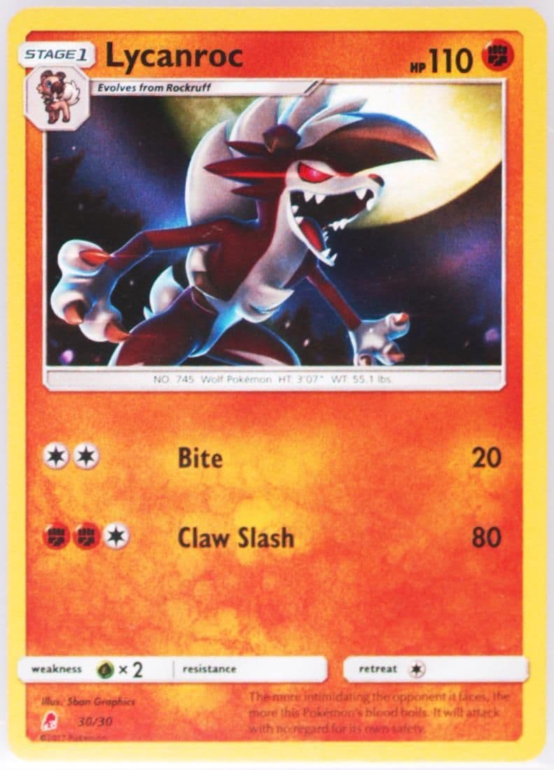 Lycanroc-Holo (30) 2017 Pokemon Sun & Moon Trainer Kit Lycanroc Half Deck