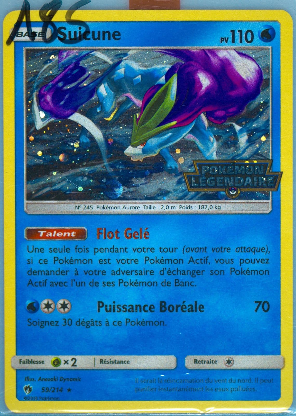 Suicune-Reverse Foil French (59) 2018 Pokemon Sun & Moon Lost Thunder