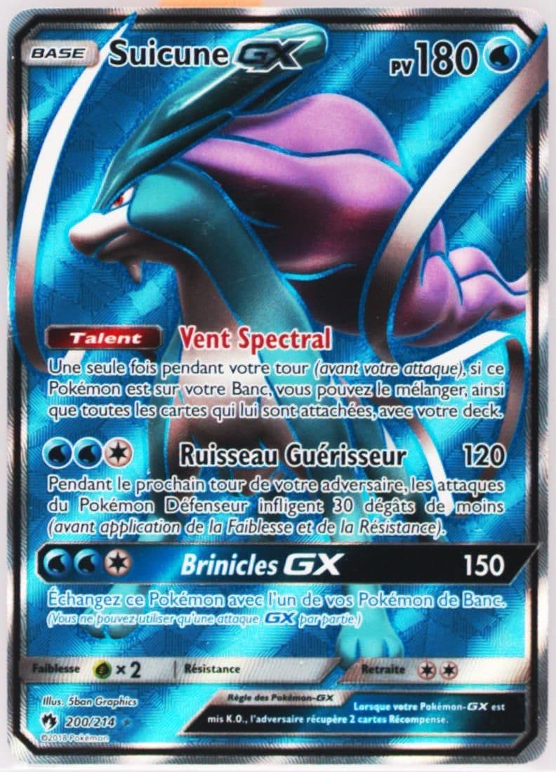 Full Art/Suicune GX French (200) 2018 Pokemon Sun & Moon Lost Thunder