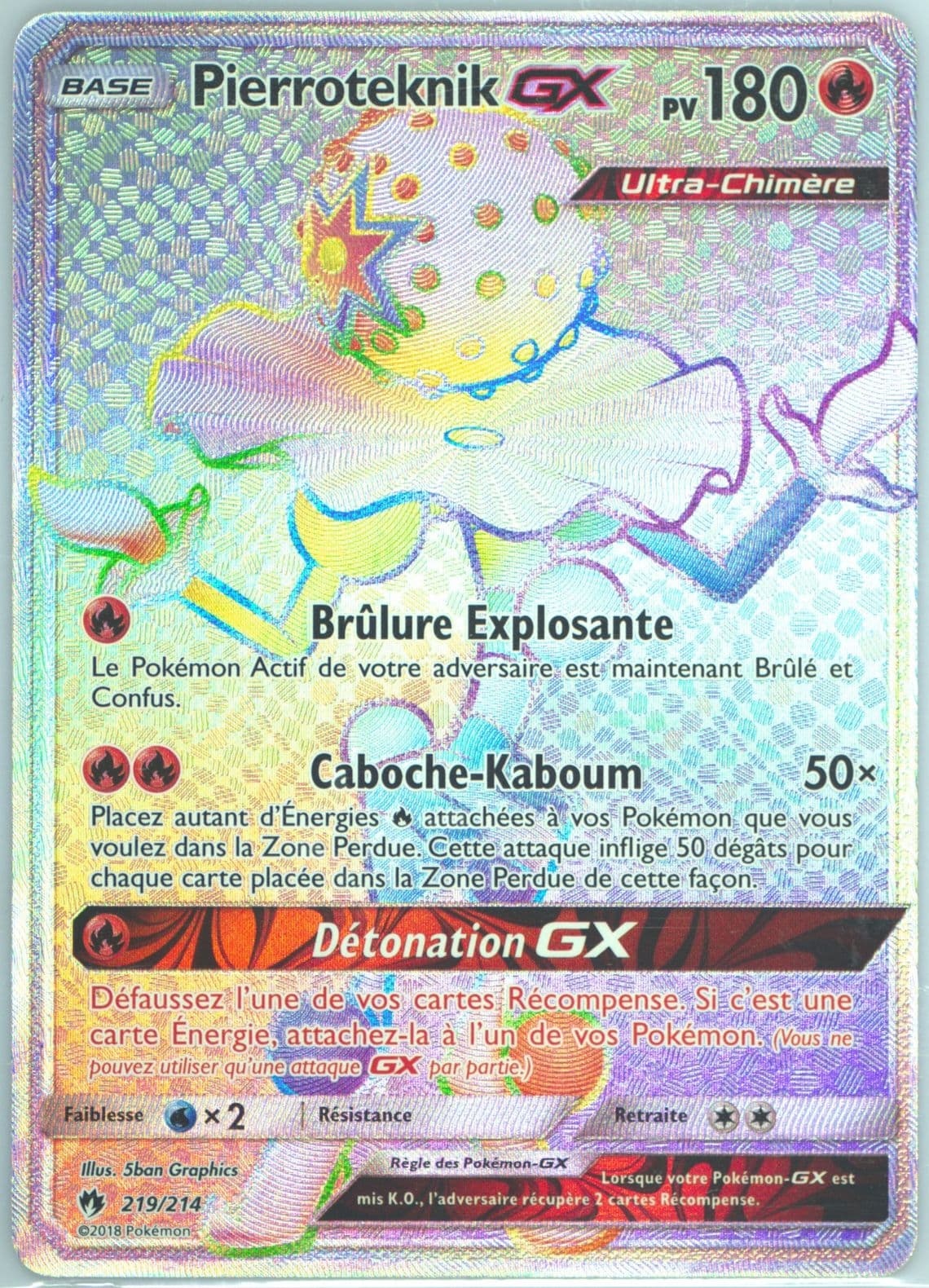 Full Art/Pierroteknik GX French-Secret (219) 2018 Pokemon Sun & Moon Lost Thunder