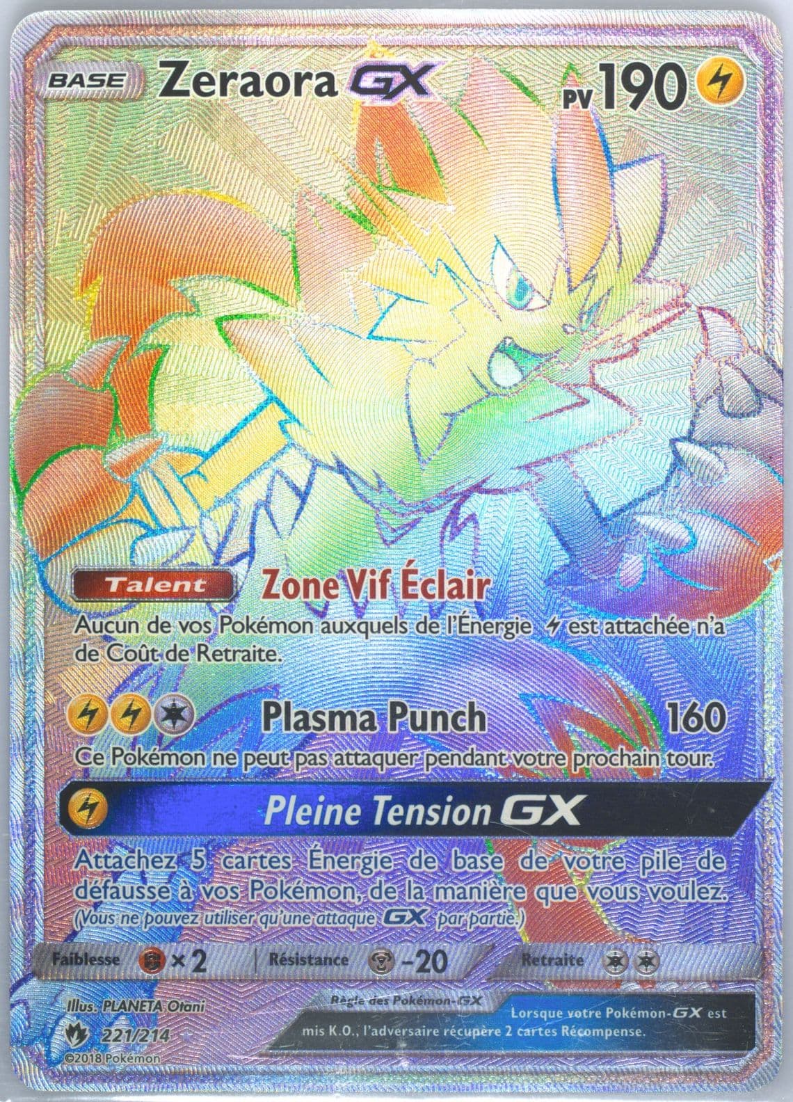 Full Art/Zeraora GX French-Secret (221) 2018 Pokemon Sun & Moon Lost Thunder