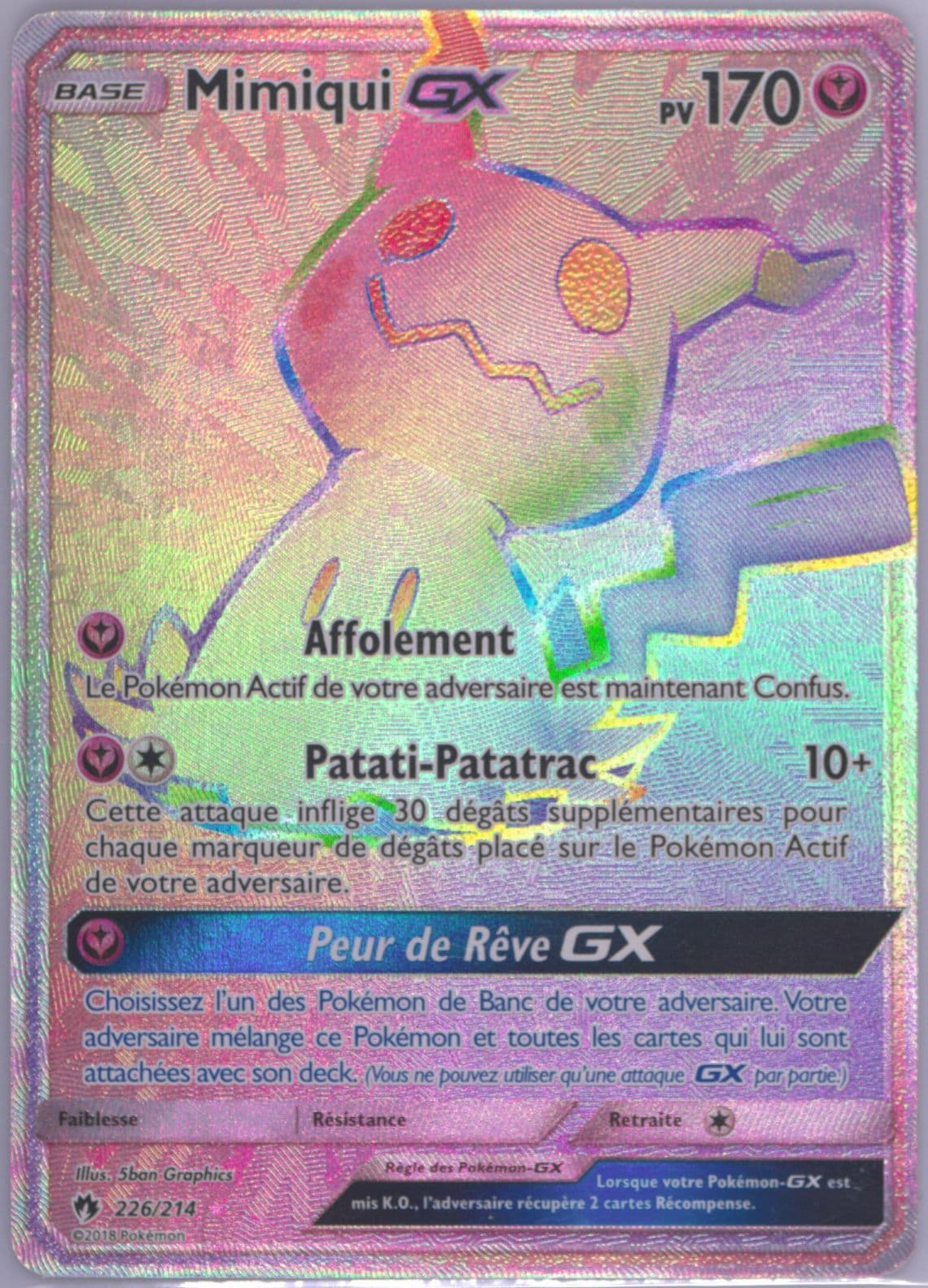 Full Art/Mimiqui GX French-Secret (226) 2018 Pokemon Sun & Moon Lost Thunder