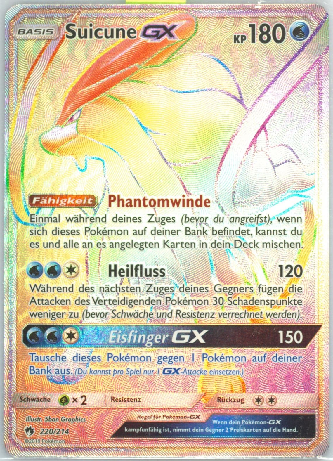 Full Art/Suicune GX German-Secret (220) 2018 Pokemon Sun & Moon Lost Thunder