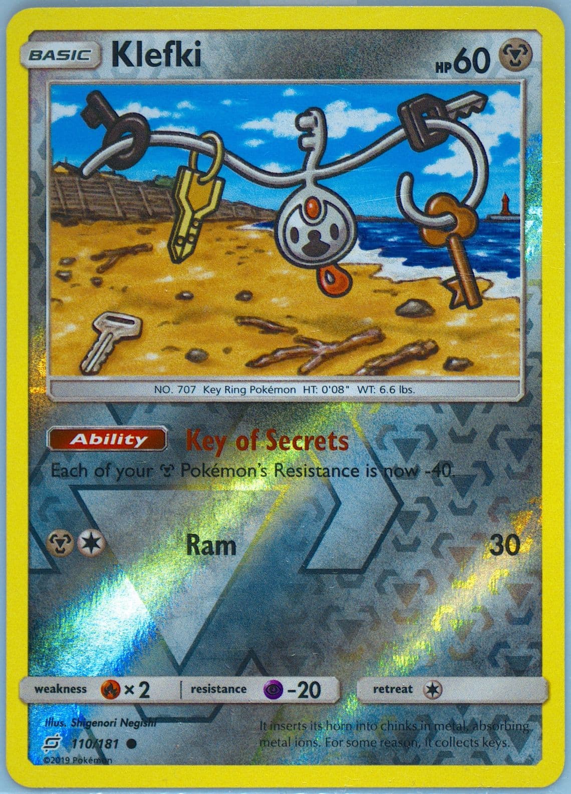Klefki-Reverse Foil (110) 2019 Pokemon Sun & Moon Team Up