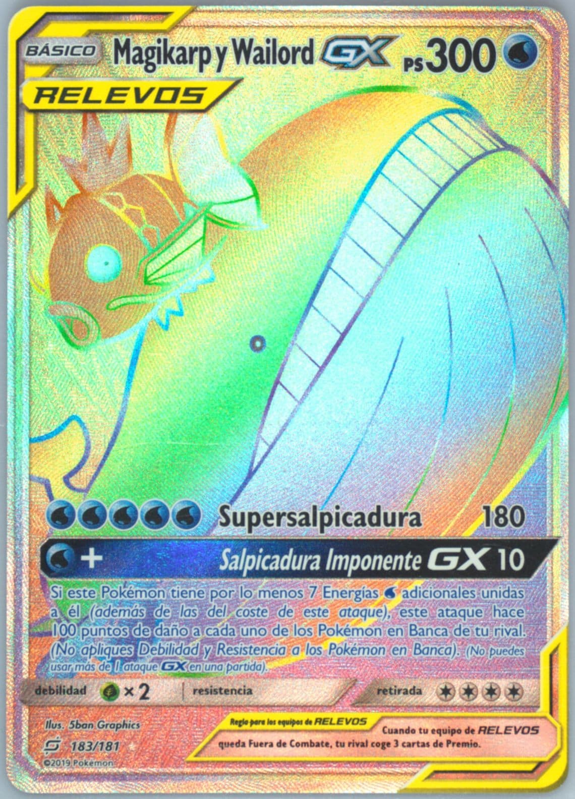 Full Art/Magikarp Y Wailord GX Spanish-Secret (183) 2019 Pokemon Sun & Moon Team Up