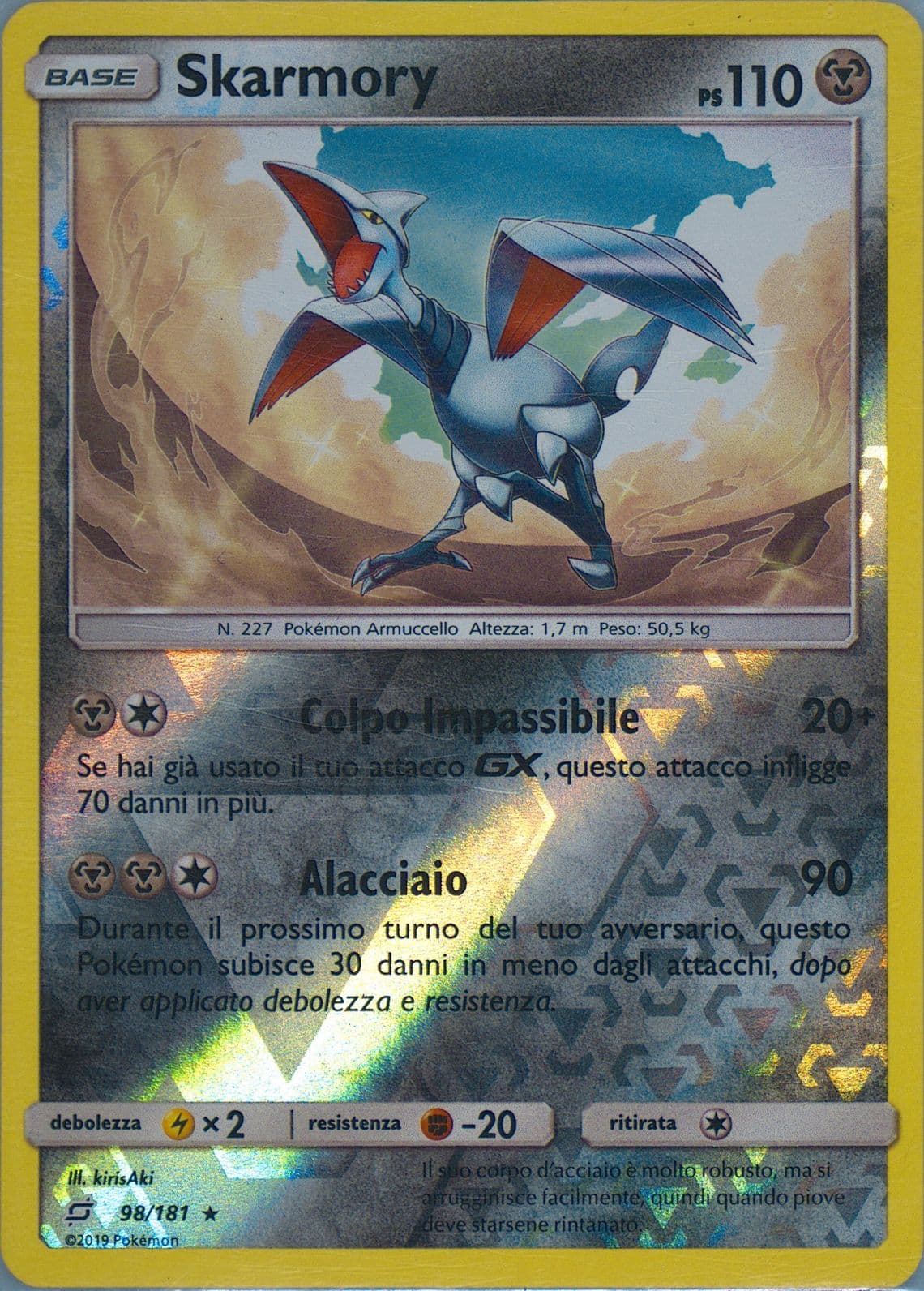 Skarmory-Reverse Foil Italian (98) 2019 Pokemon Sun & Moon Team Up