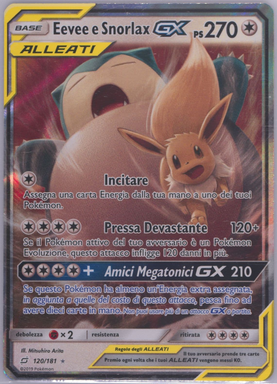Eevee E Snorlax GX Italian (120) 2019 Pokemon Sun & Moon Team Up