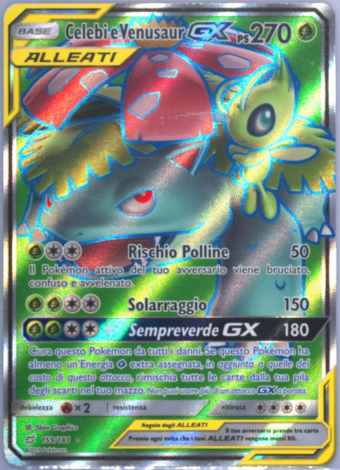 Full Art/Celebi E Venusaur GX Italian (159) 2019 Pokemon Sun & Moon Team Up