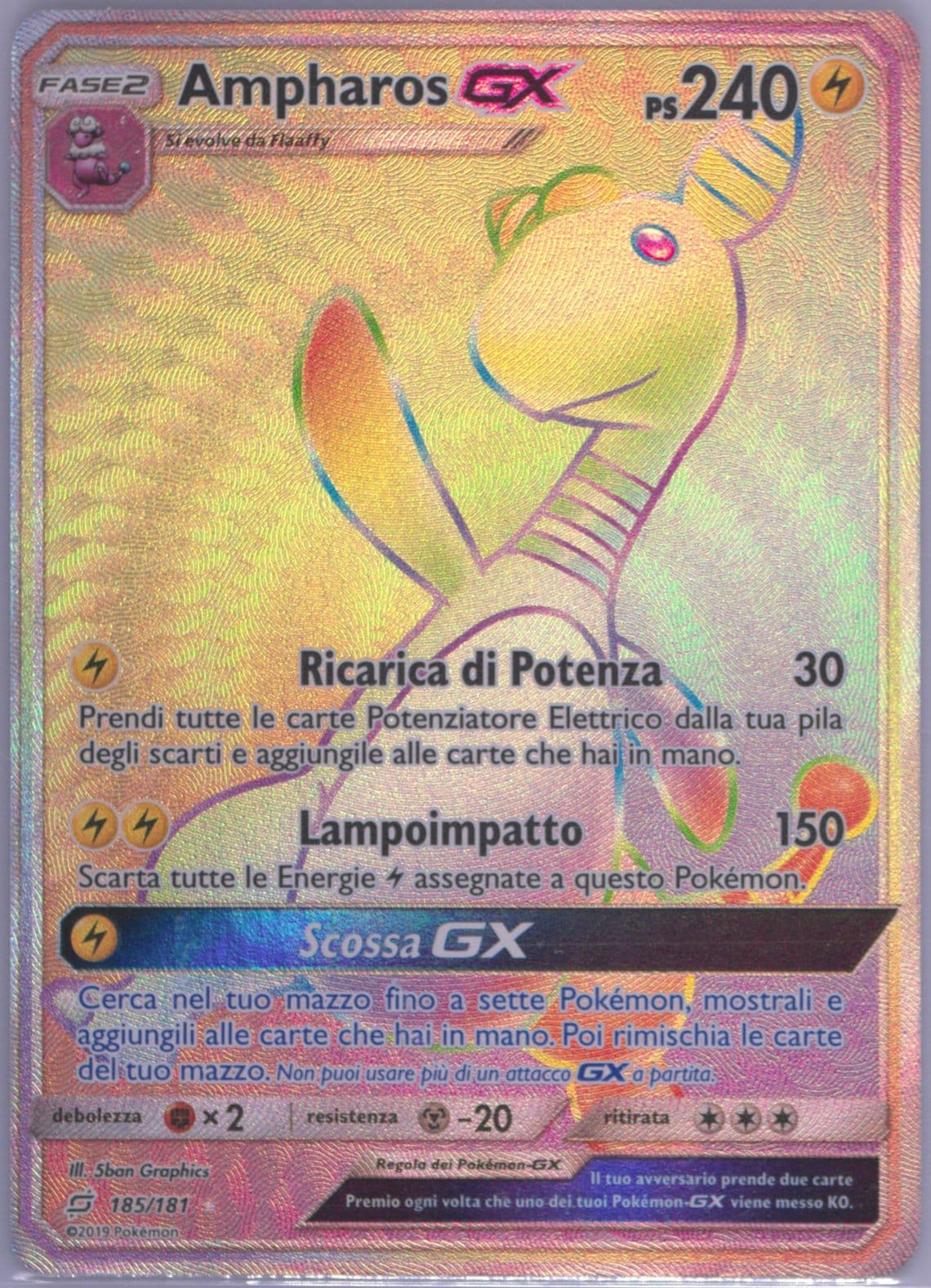 Full Art/Ampharos GX Italian-Secret (185) 2019 Pokemon Sun & Moon Team Up