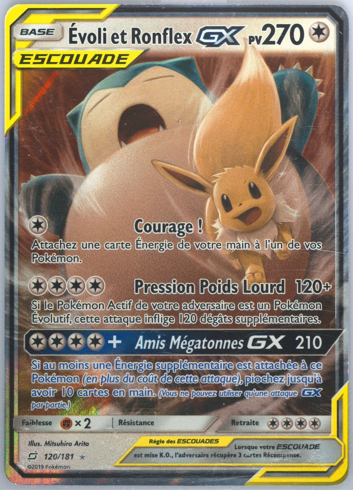 Evoli ET Ronflex GX French (120) 2019 Pokemon Sun & Moon Team Up