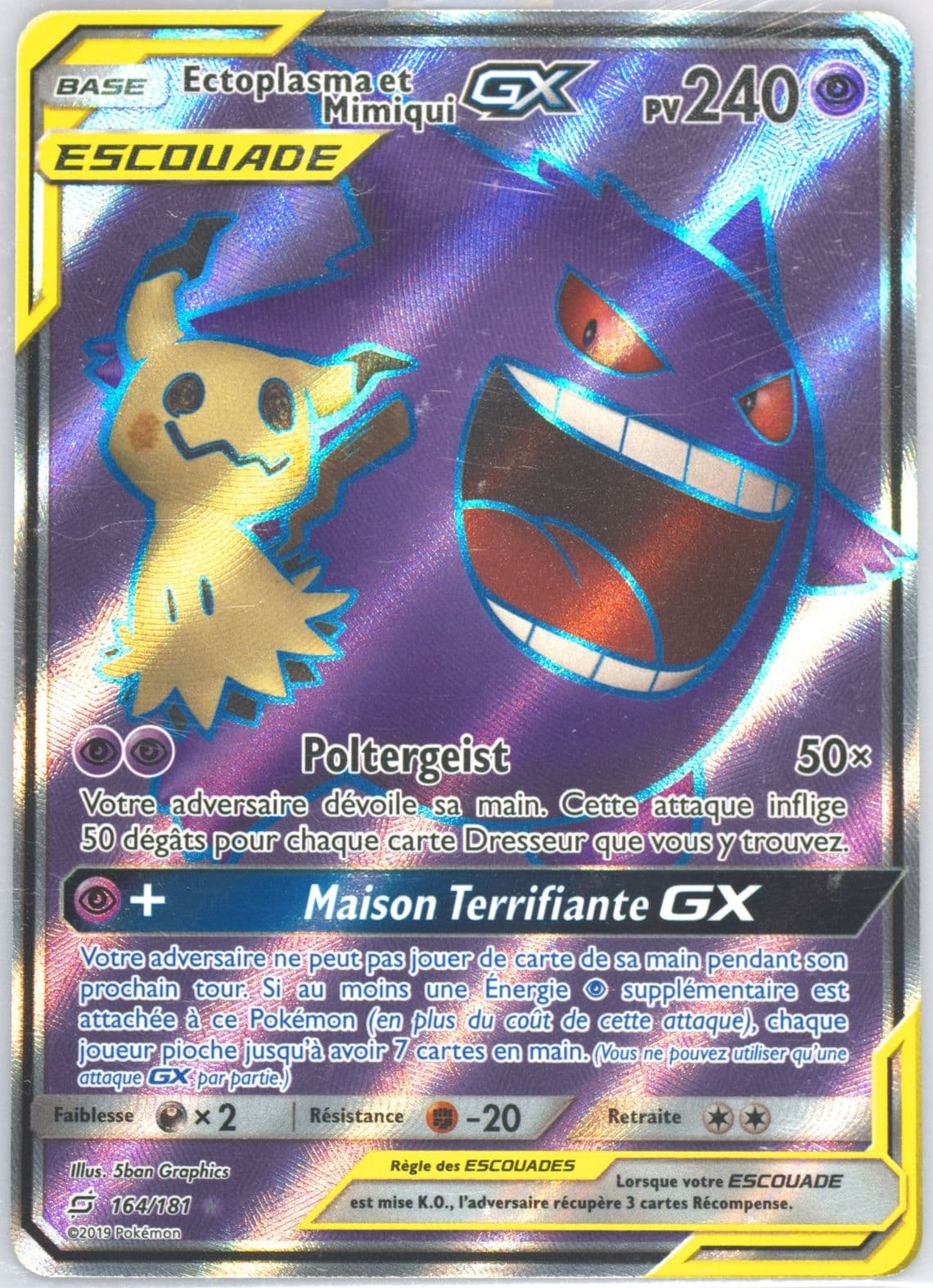 Full Art/Ectoplasma ET Mimiqui GX French (164) 2019 Pokemon Sun & Moon Team Up