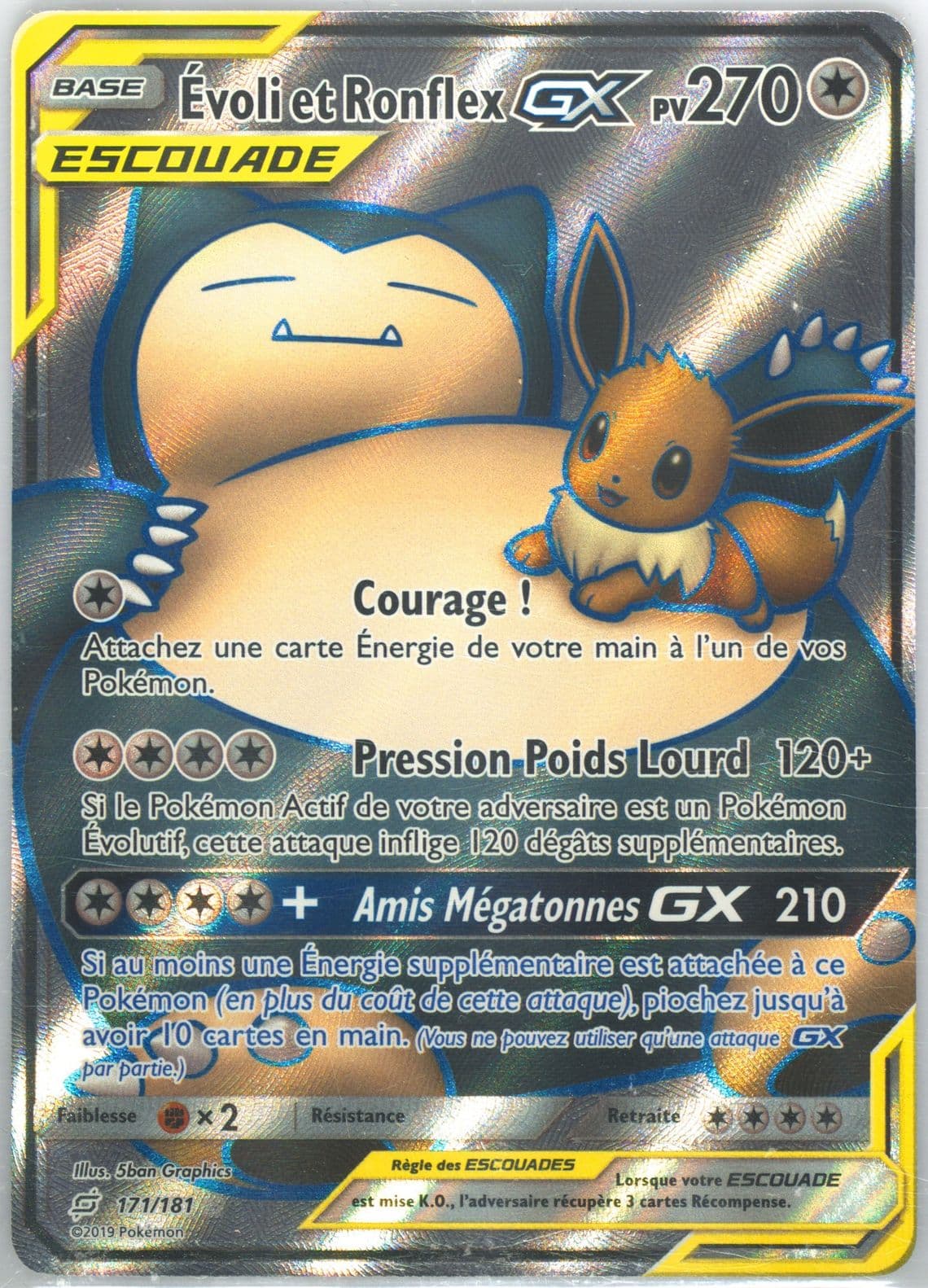 Full Art/Evoli ET Ronflex GX French (171) 2019 Pokemon Sun & Moon Team Up