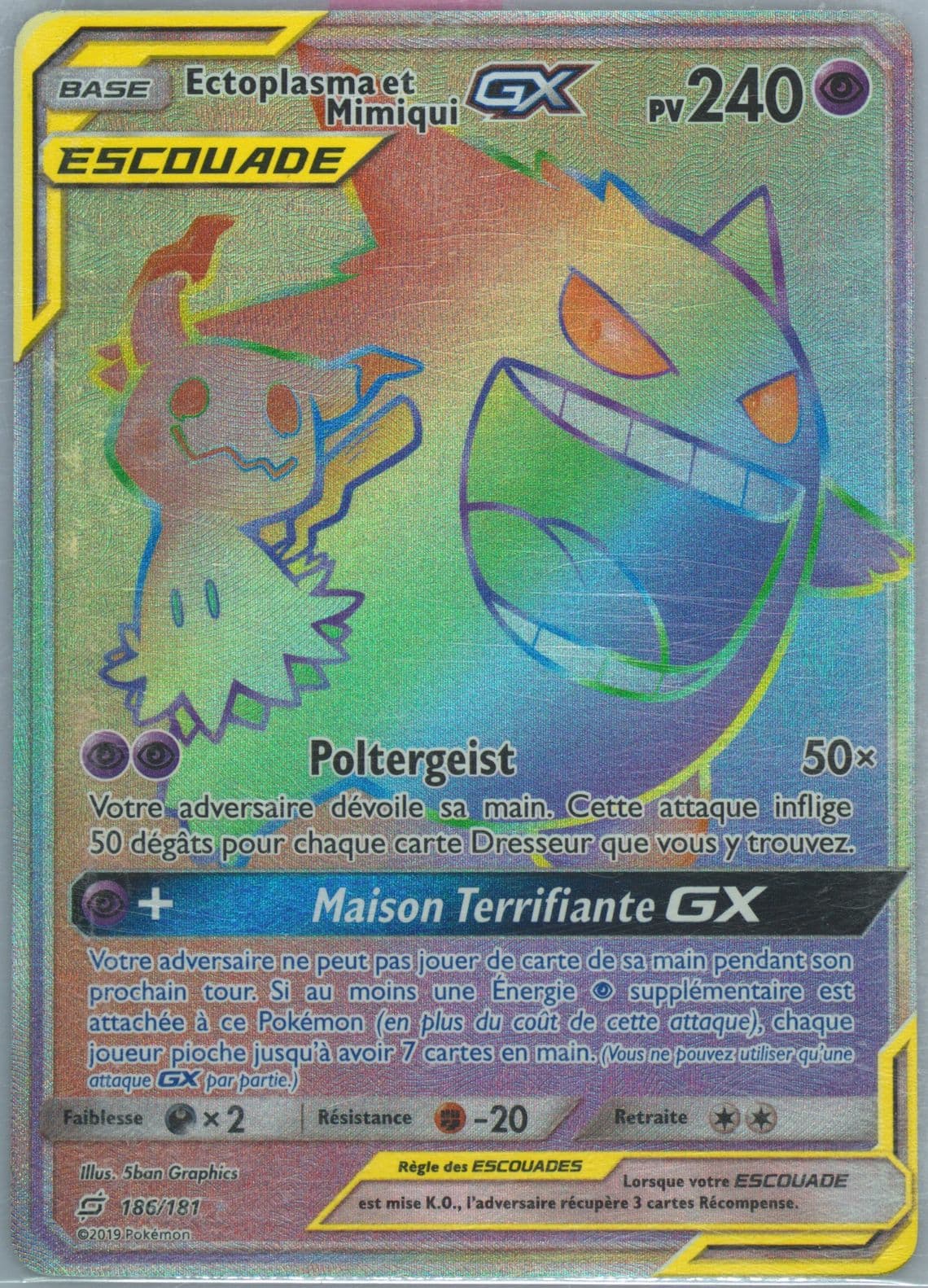 Full Art/Ectoplasma ET Mimiqui GX French-Secret (186) 2019 Pokemon Sun & Moon Team Up