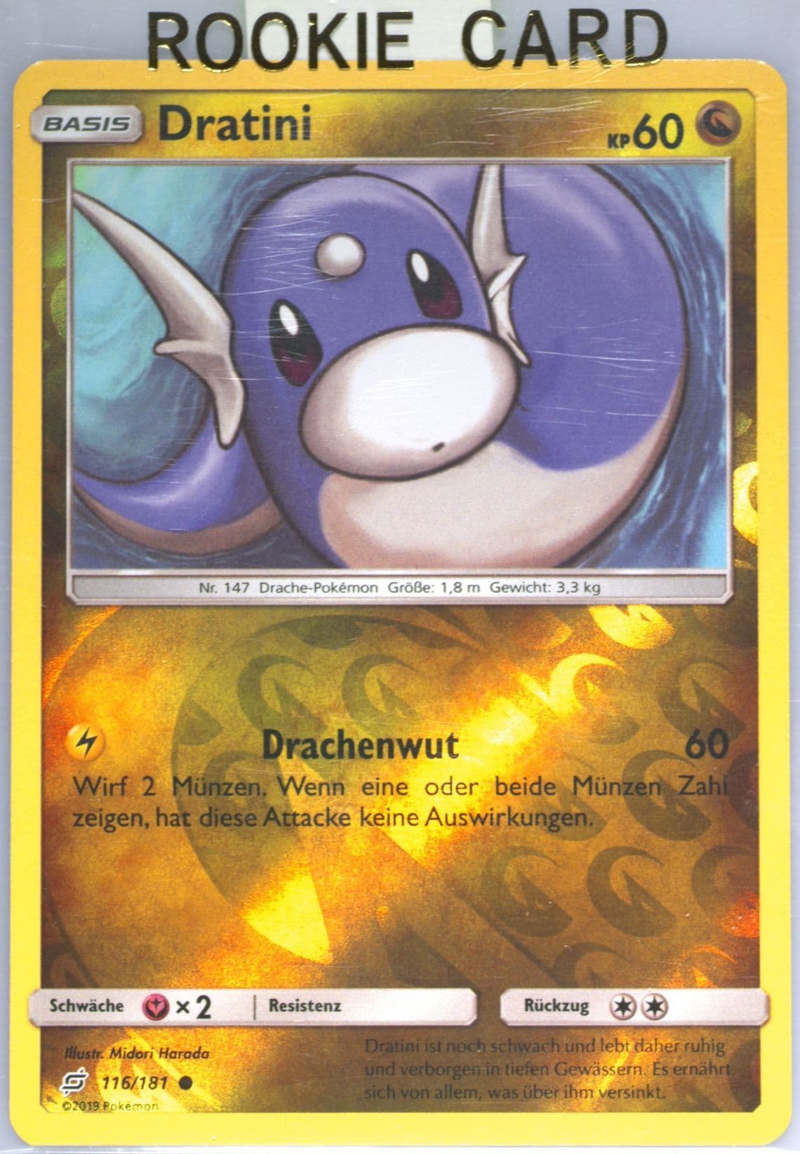 Dratini-Reverse Foil German (116) 2019 Pokemon Sun & Moon Team Up