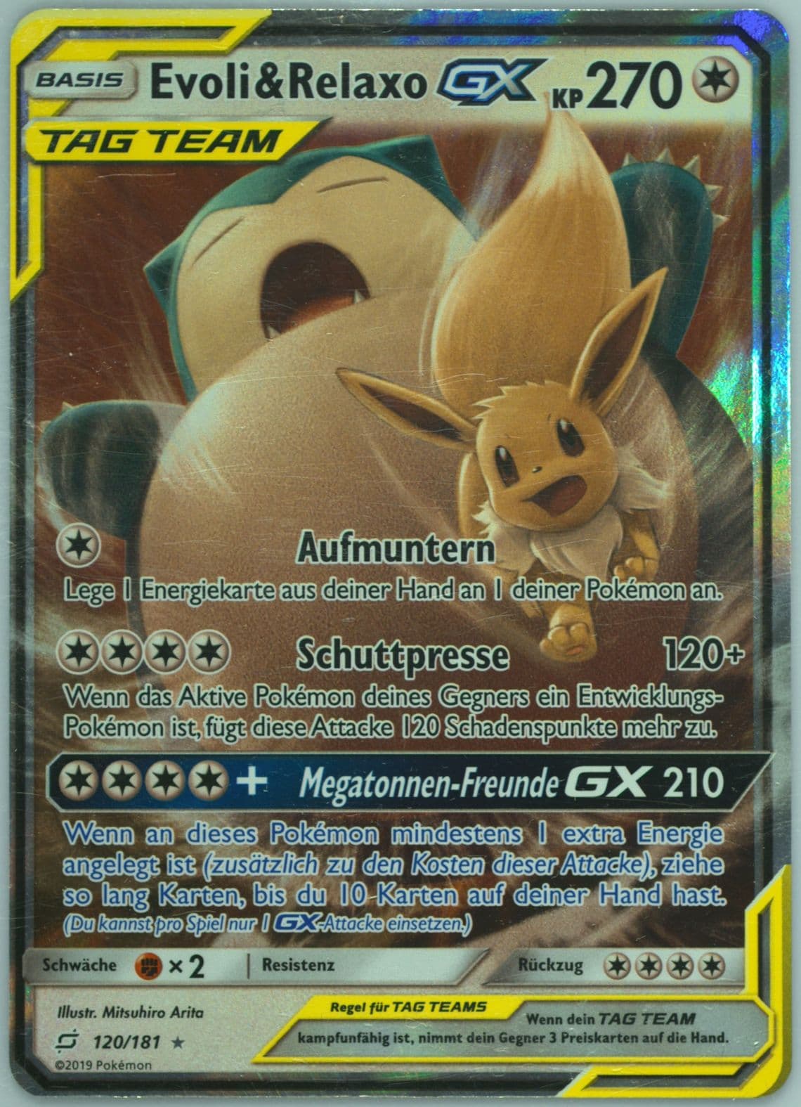 Evoli & Relaxo GX German (120) 2019 Pokemon Sun & Moon Team Up