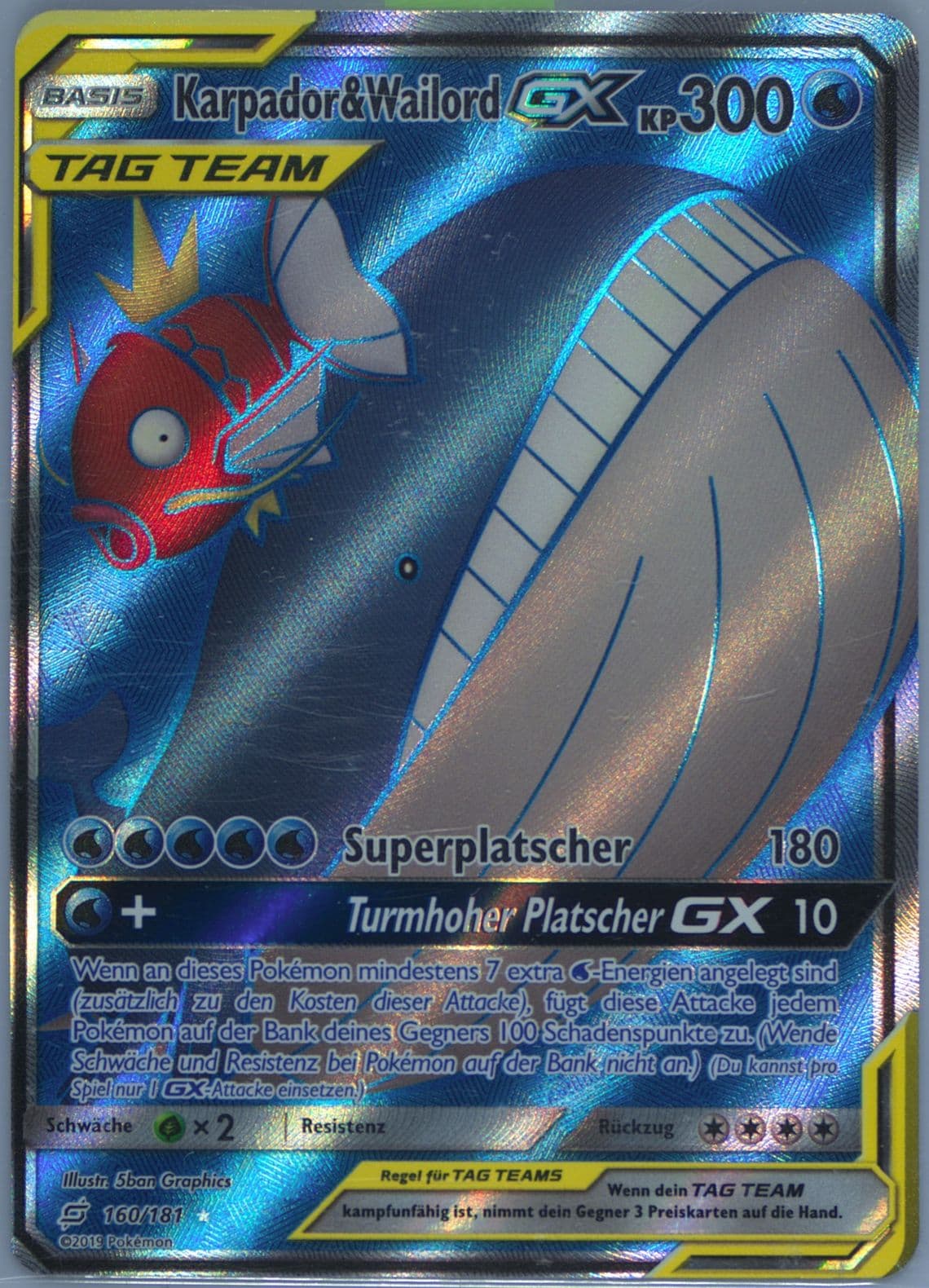 Full Art/Karpador & Wailord GX German (160) 2019 Pokemon Sun & Moon Team Up