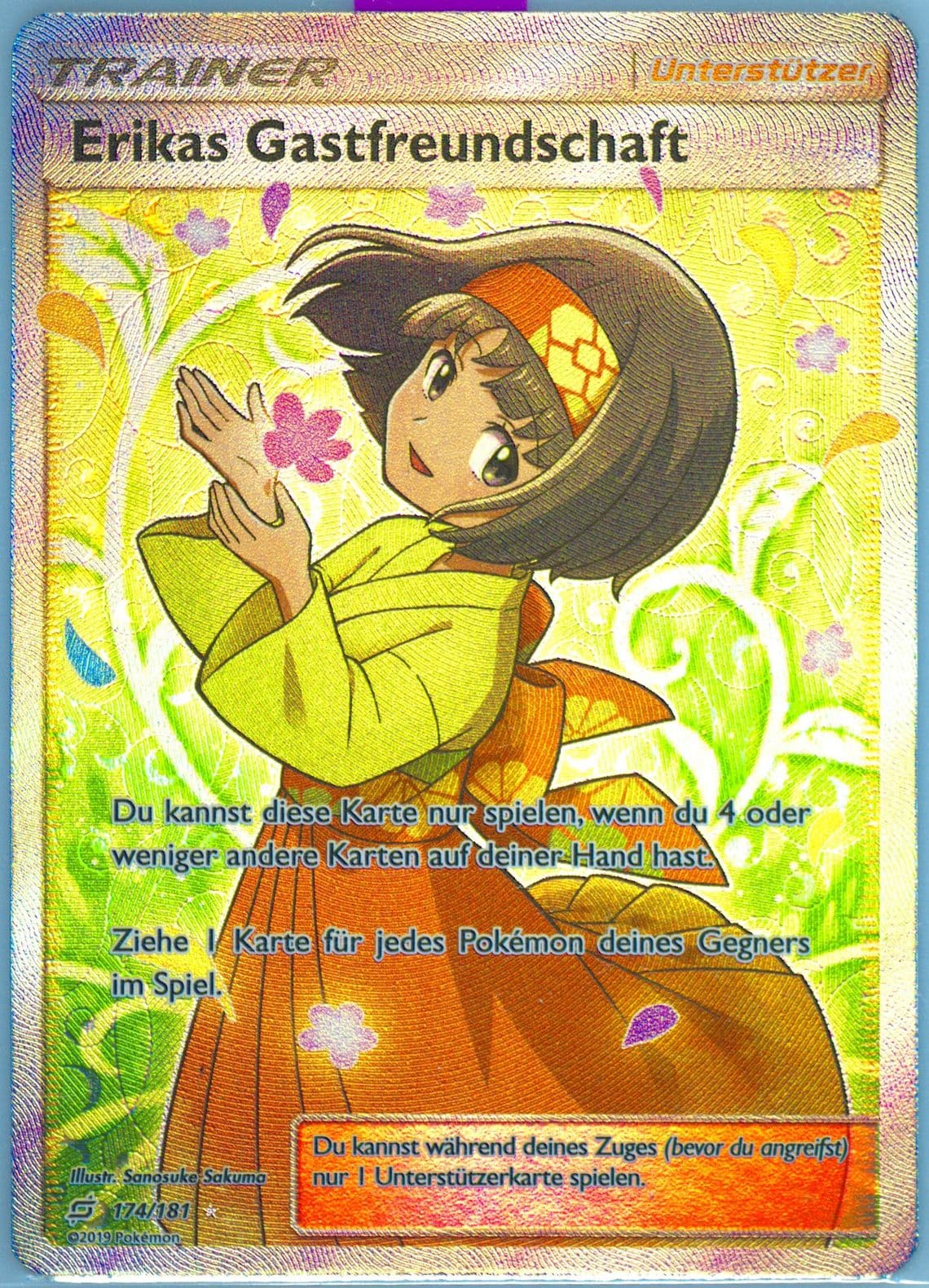 Full Art/Erikas Gastfreundschaft German (174) 2019 Pokemon Sun & Moon Team Up