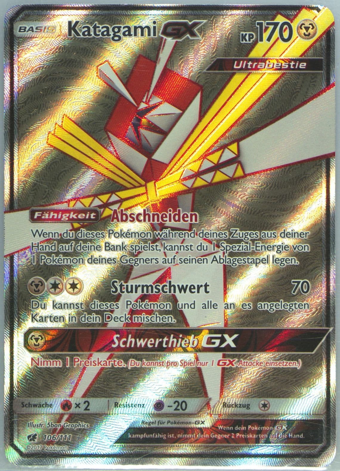 Full Art/Katagami GX German (106) 2017 Pokemon Sun & Moon Crimson Invasion