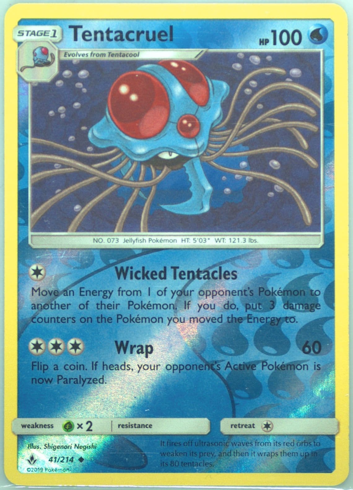 Tentacruel-Reverse Foil (41) 2019 Pokemon Sun & Moon Unbroken Bonds
