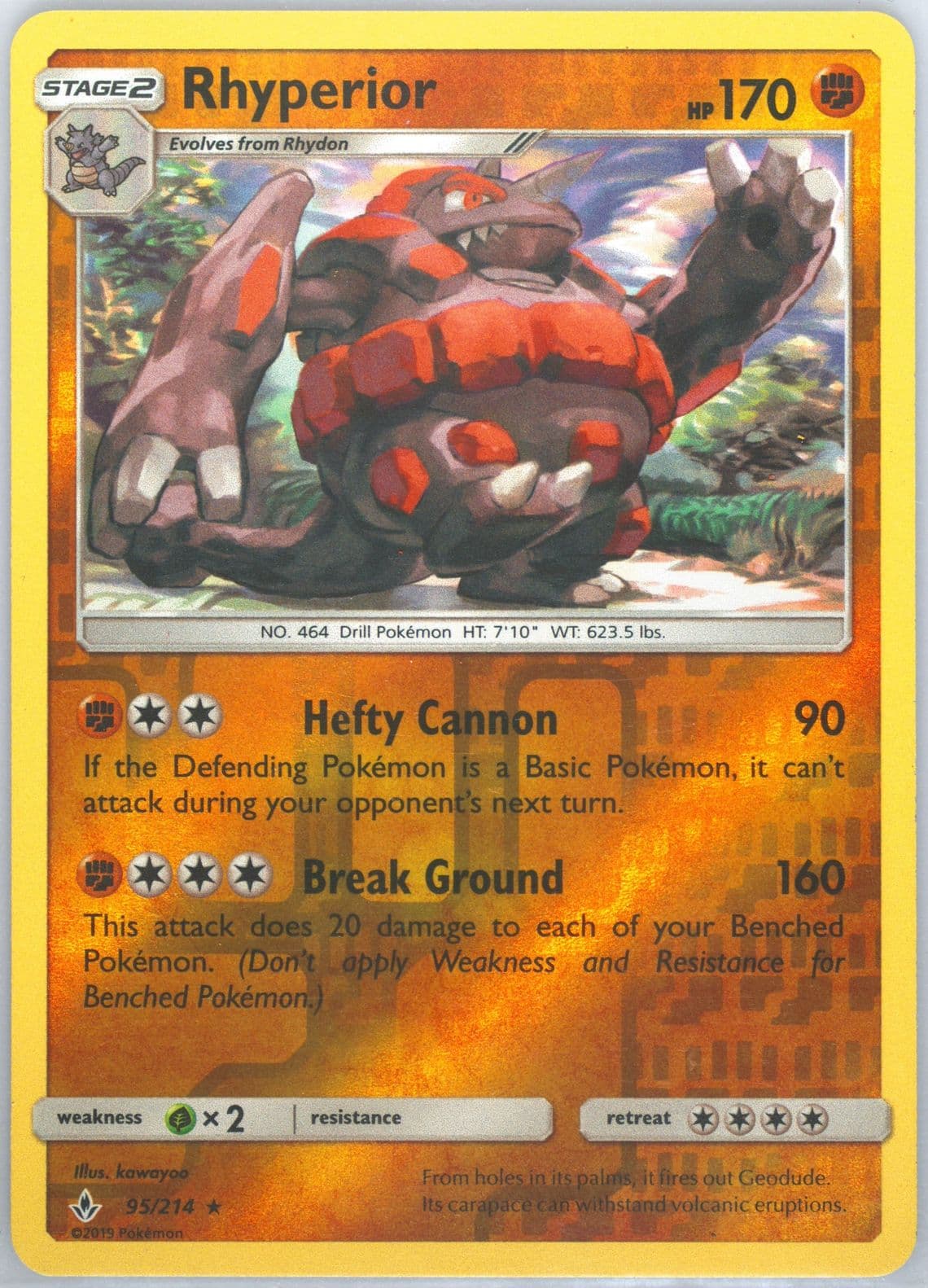 Rhyperior-Reverse Foil (95) 2019 Pokemon Sun & Moon Unbroken Bonds