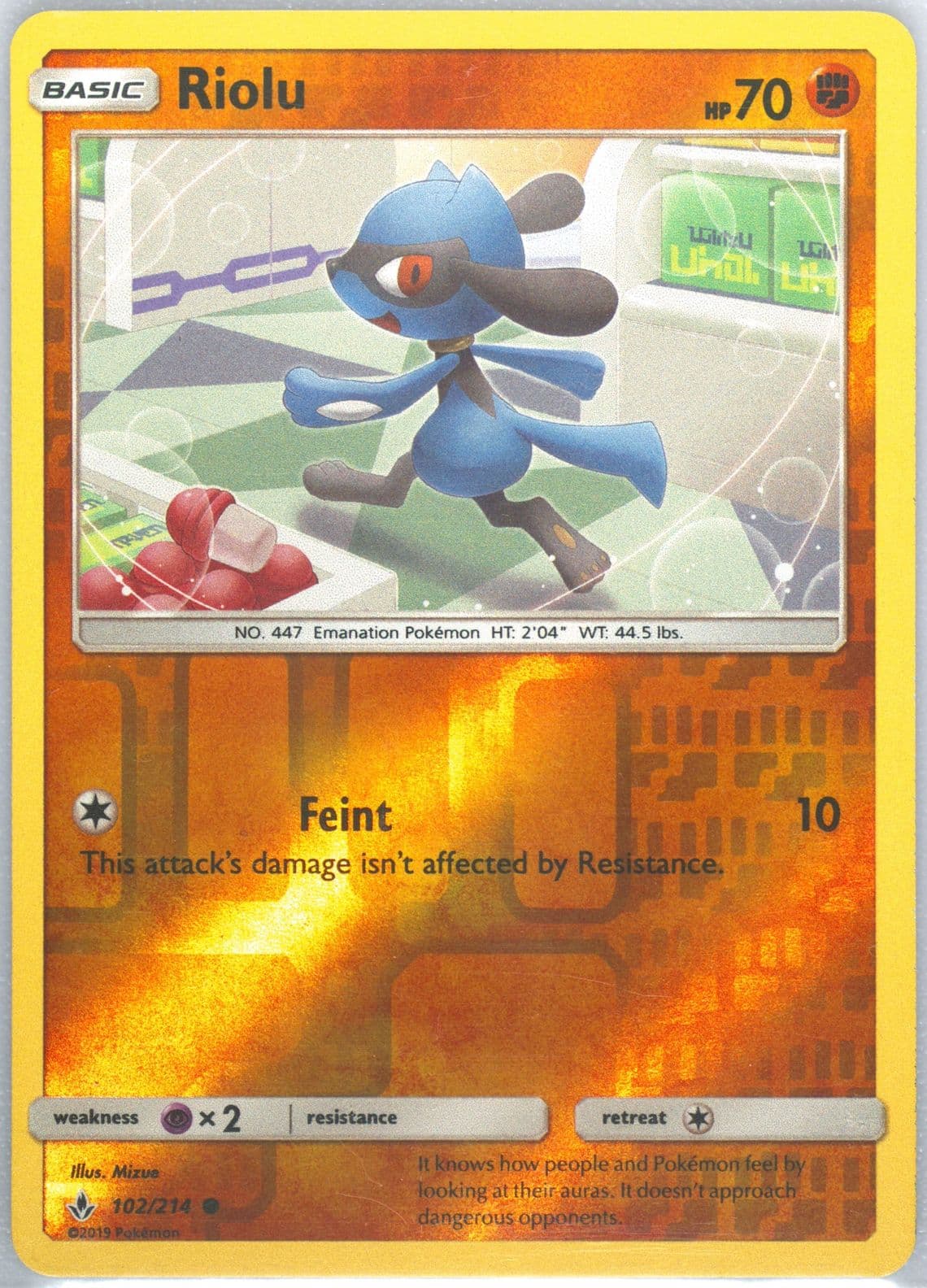 Riolu-Reverse Foil (102) 2019 Pokemon Sun & Moon Unbroken Bonds
