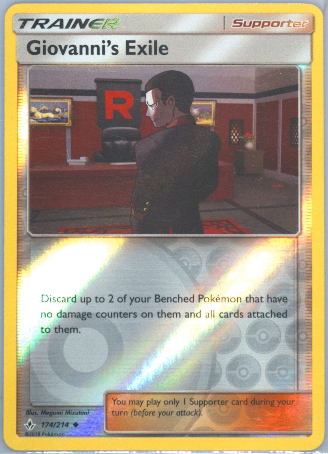 Giovanni's Exile-Reverse Foil (174) 2019 Pokemon Sun & Moon Unbroken Bonds