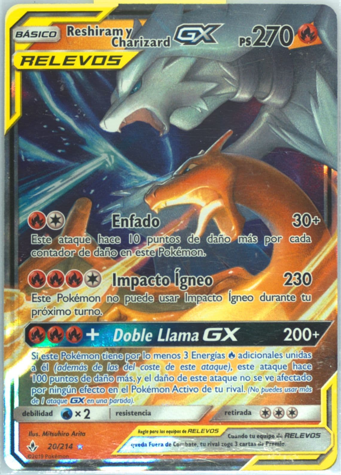 Reshiram Y Charizard GX Spanish (20) 2019 Pokemon Sun & Moon Unbroken Bonds