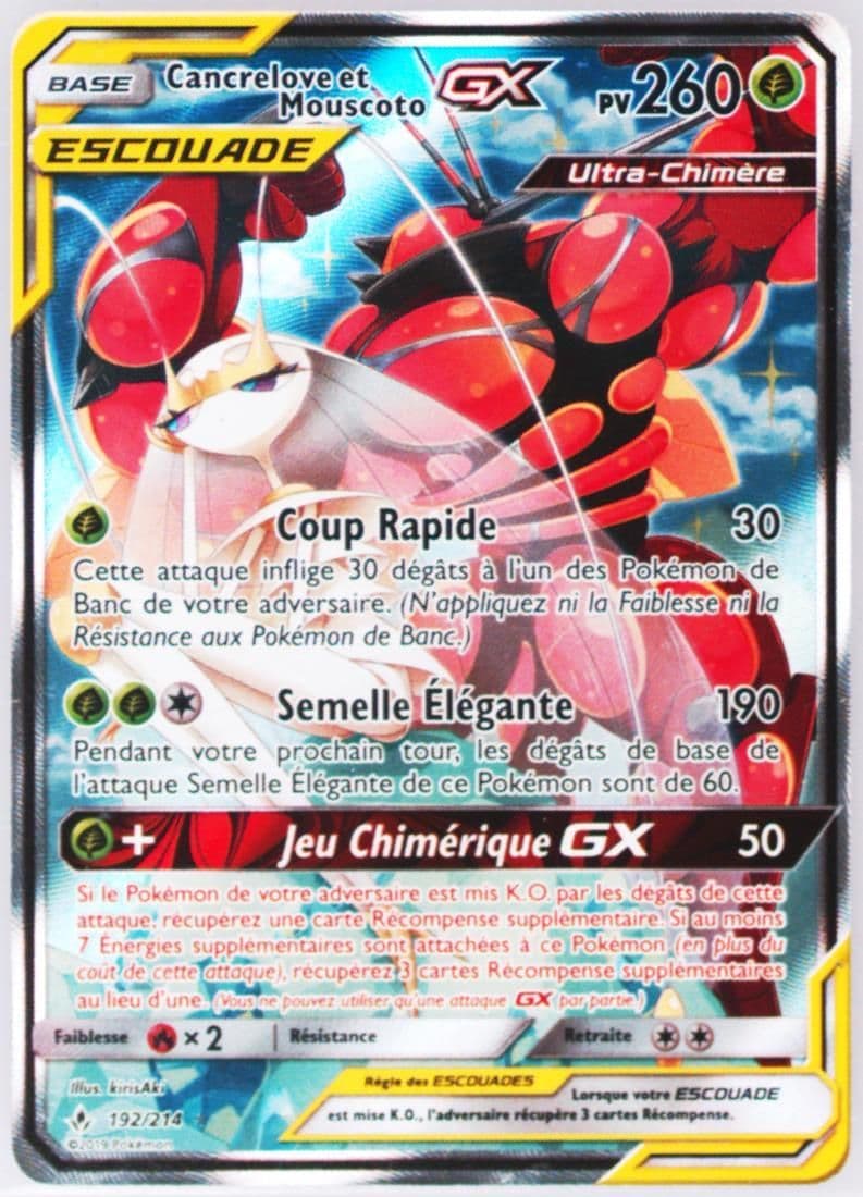 Full Art/Cancrelove ET Mouscoto GX French (192) 2019 Pokemon Sun & Moon Unbroken Bonds
