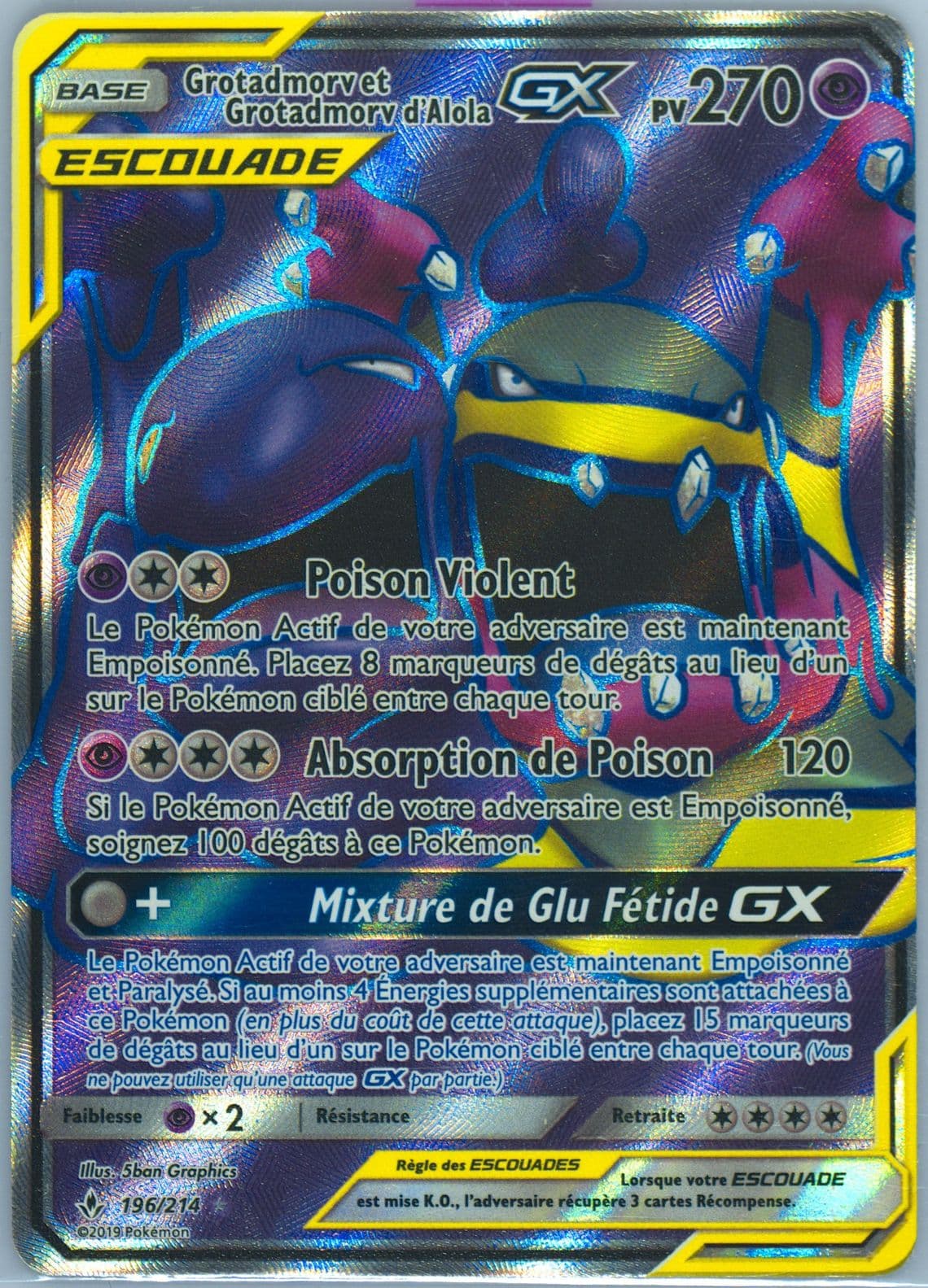Full Art/Grotadmorv ET Grotadmorv D'Alola GX French (196) 2019 Pokemon Sun & Moon Unbroken Bonds
