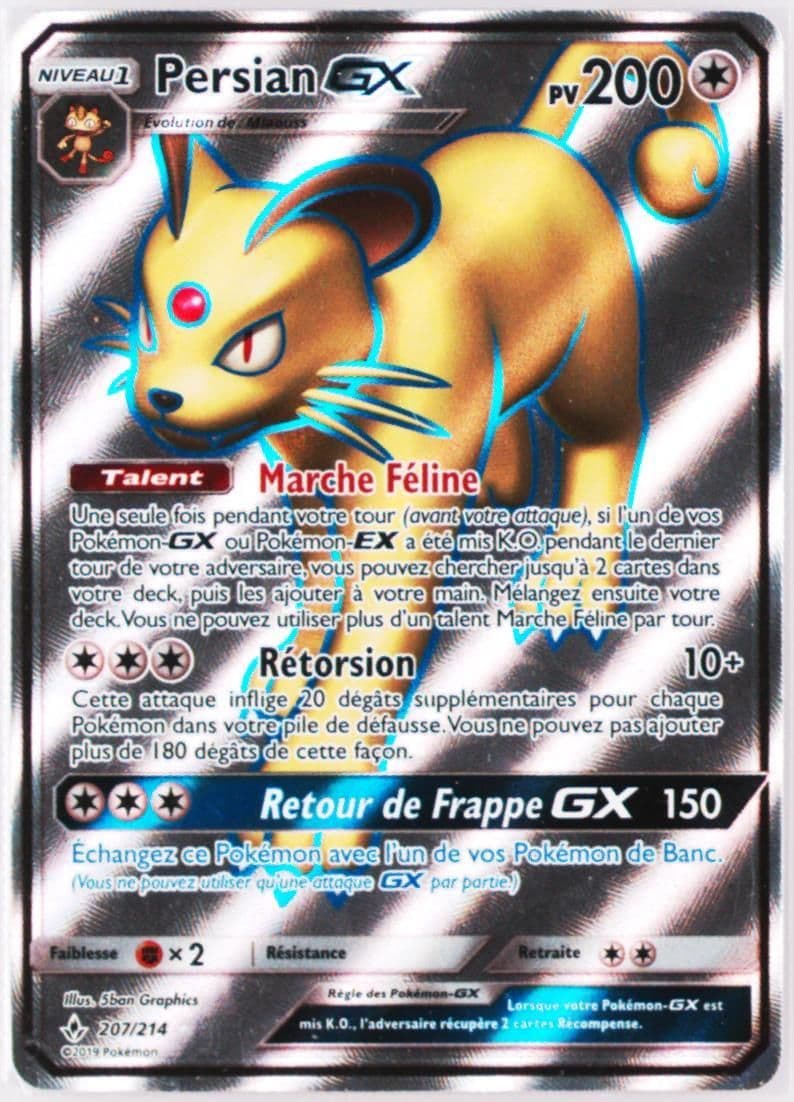 Full Art/Persian GX French (207) 2019 Pokemon Sun & Moon Unbroken Bonds