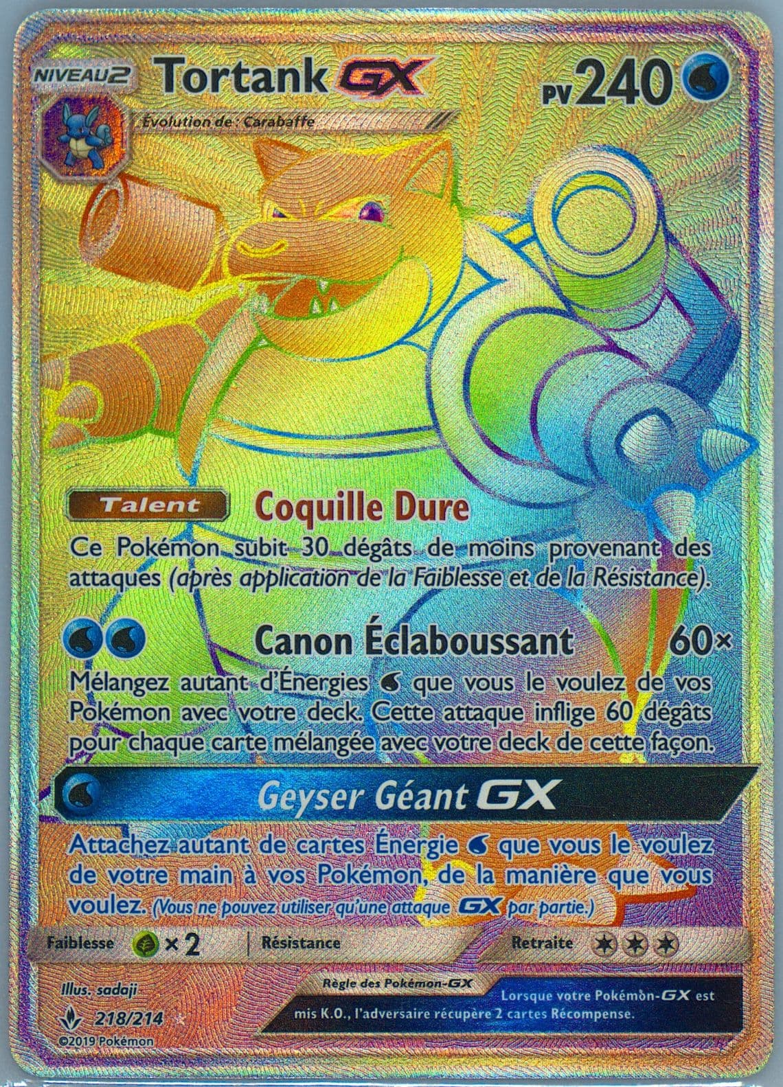 Full Art/Tortank GX French-Secret (218) 2019 Pokemon Sun & Moon Unbroken Bonds