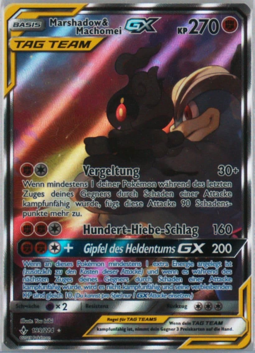 Full Art/Marshadow & Machomei GX German (199) 2019 Pokemon Sun & Moon Unbroken Bonds