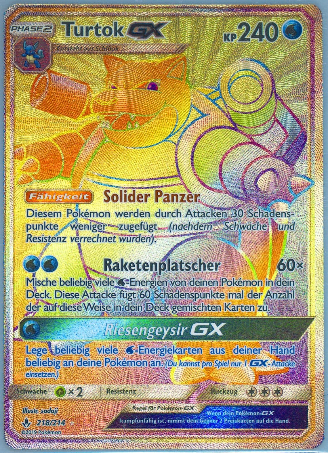 Full Art/Turtok GX German-Secret (218) 2019 Pokemon Sun & Moon Unbroken Bonds