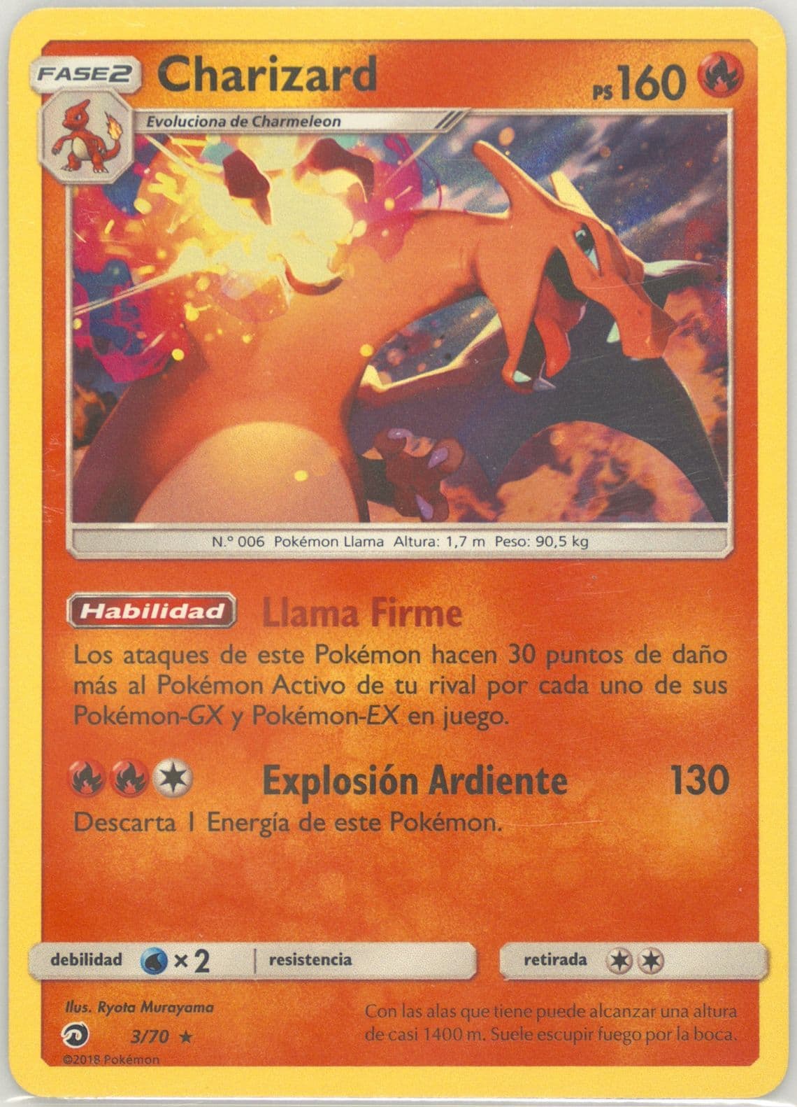 Charizard-Holo Spanish (3) 2018 Pokemon Sun & Moon Dragon Majesty
