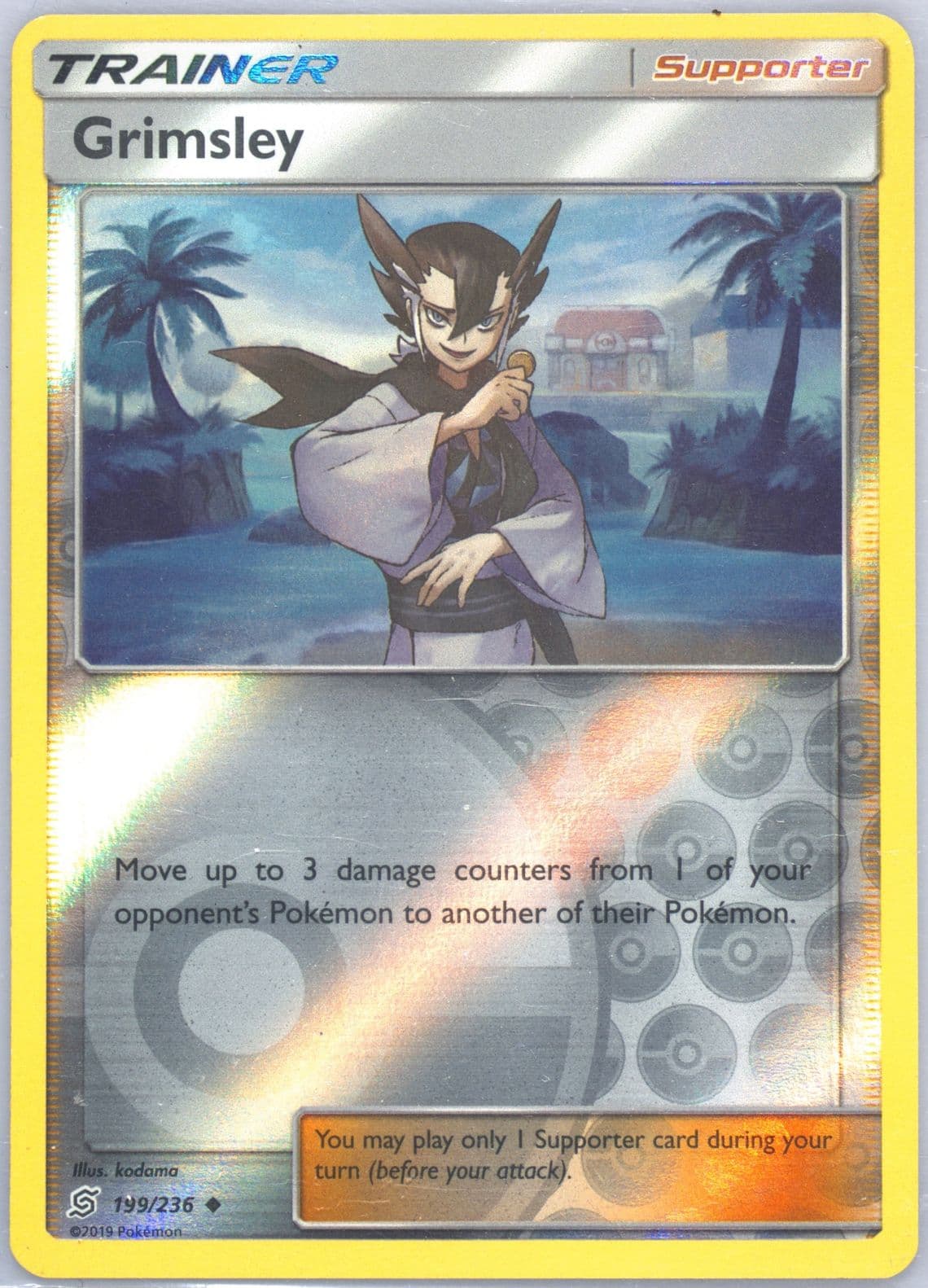 Grimsley-Reverse Foil (199) 2019 Pokemon Sun & Moon Unified Minds