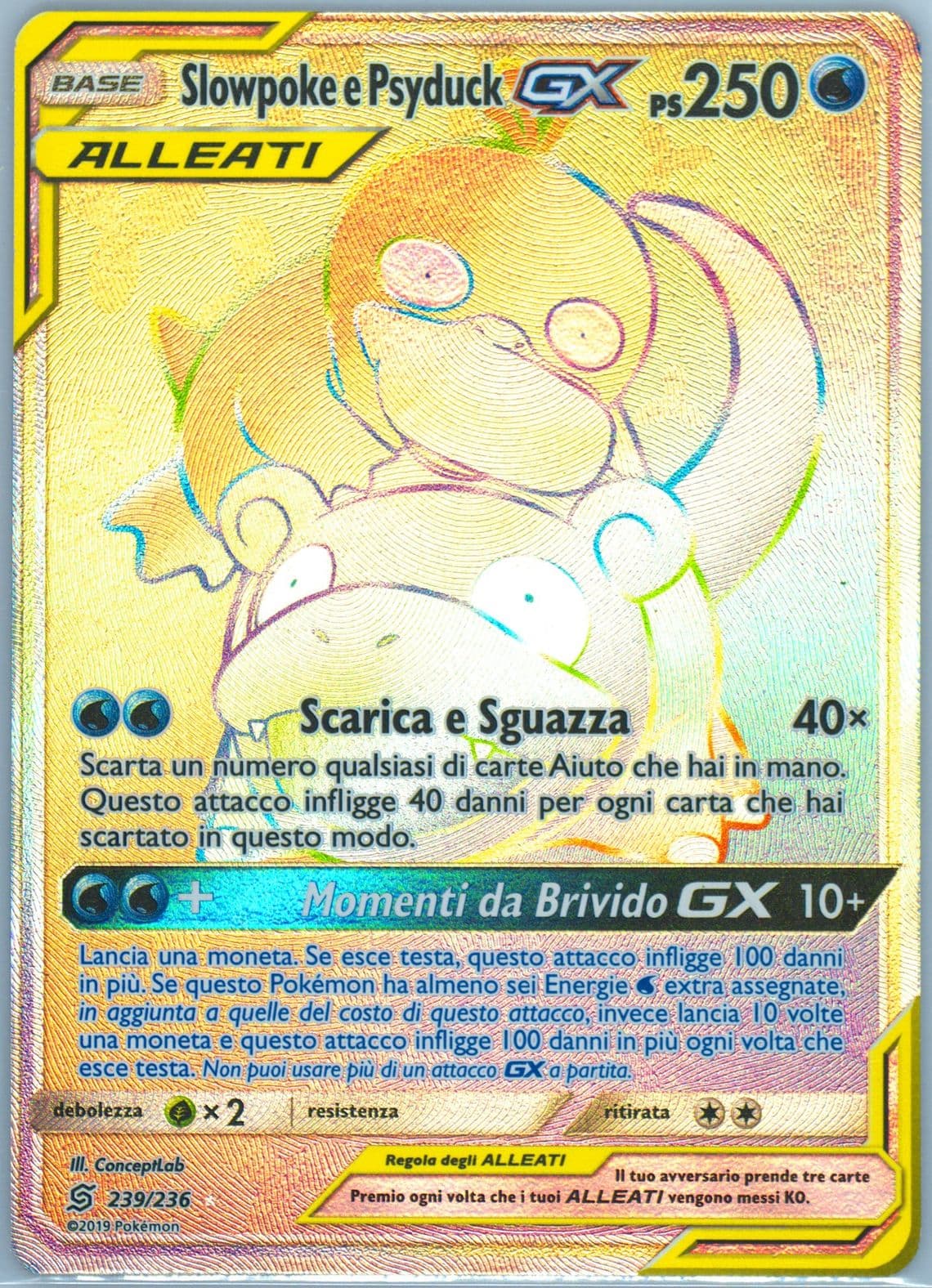 Full Art/Slowpoke E Psyduck GX Italian-Secret (239) 2019 Pokemon Sun & Moon Unified Minds