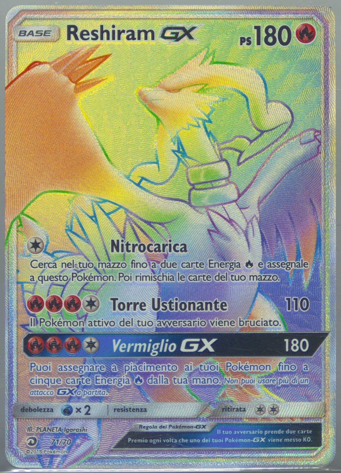 Full Art/Reshiram GX Italian-Secret (71) 2018 Pokemon Sun & Moon Dragon Majesty